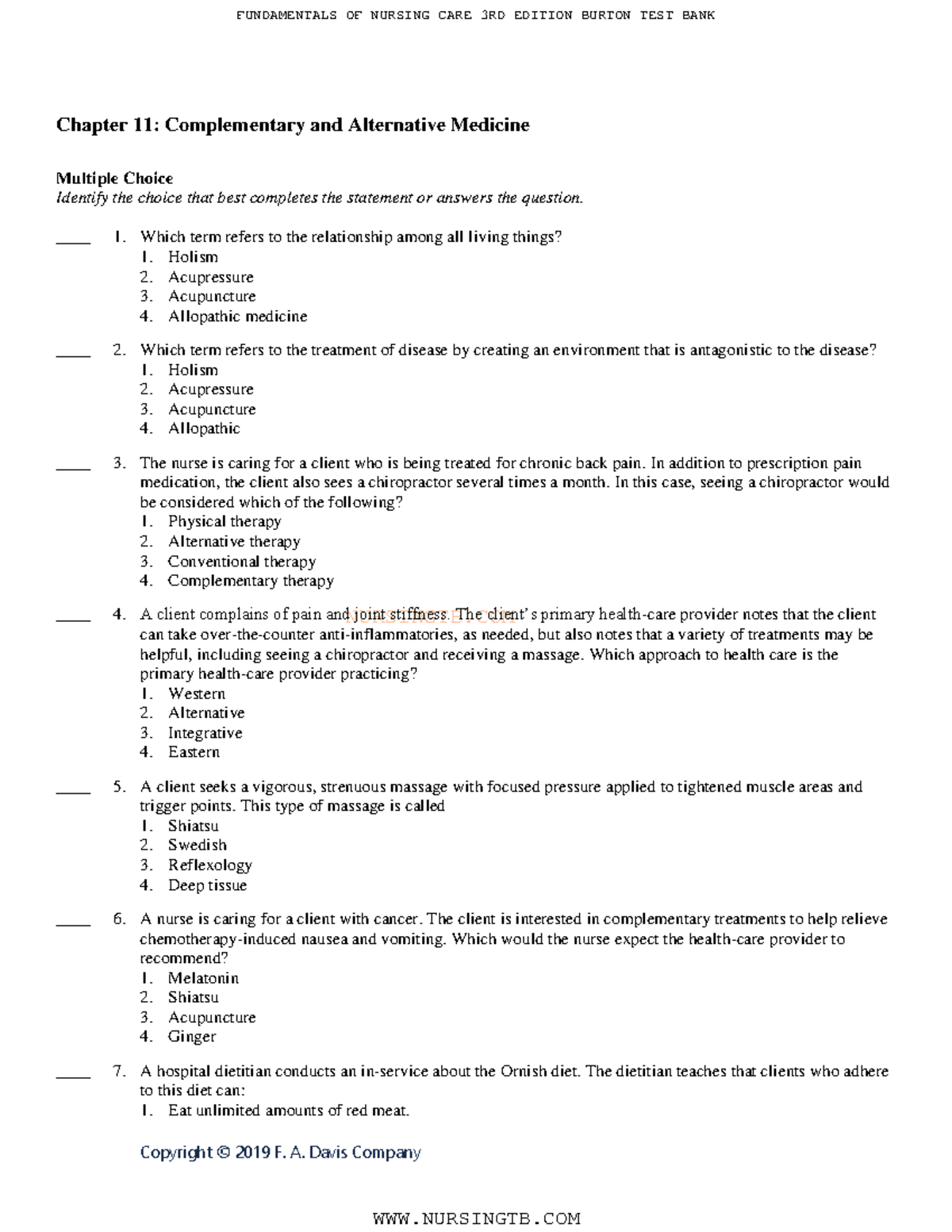 Chapter 11: Complementary & Alternative Medicine Study Guide (NURSINGTB ...