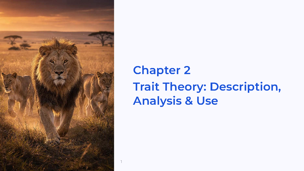 Chapter 2: Trait Theory - Description, Analysis & Application - Studocu