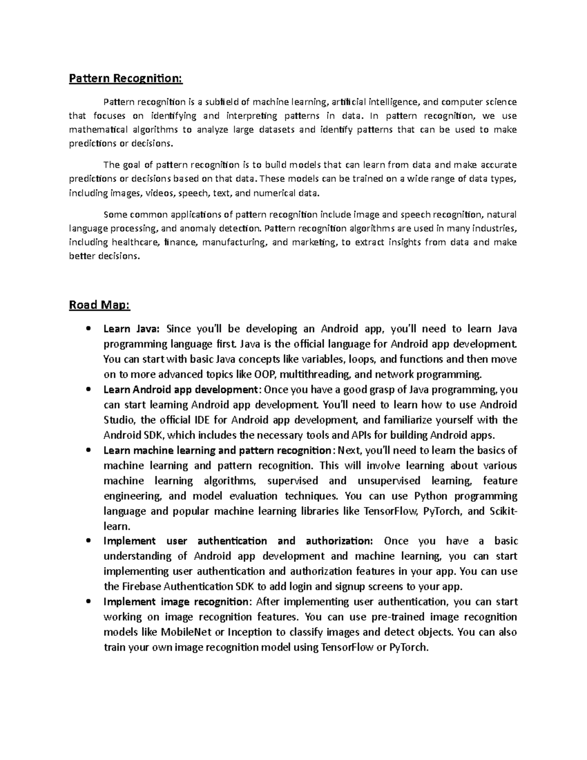 Machine Learning & Pattern Recognition Guide for FYP (CS101) - Studocu
