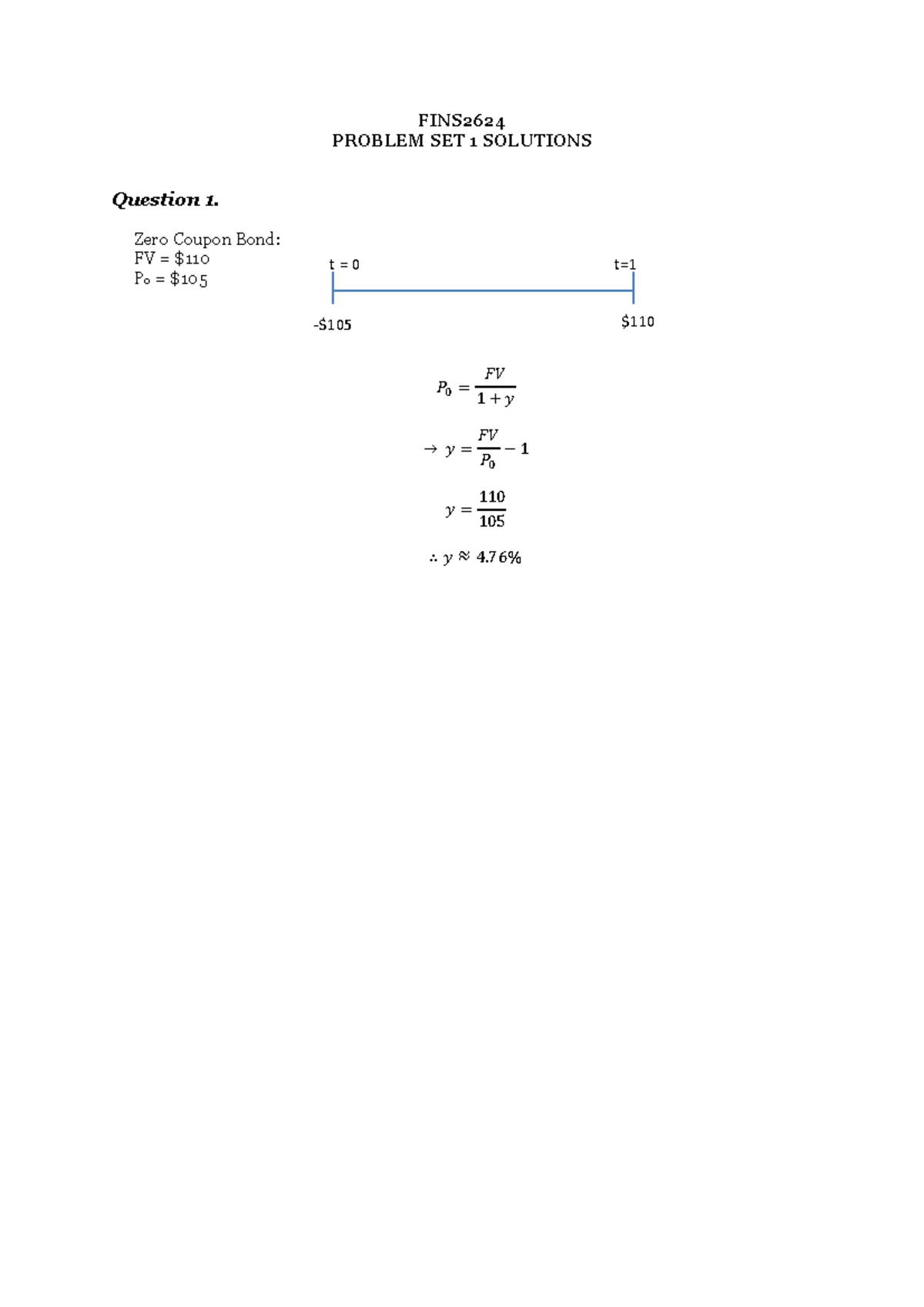 FINS Problem Set Solutions: Topics 1-5 Enlightened Guide - Studocu