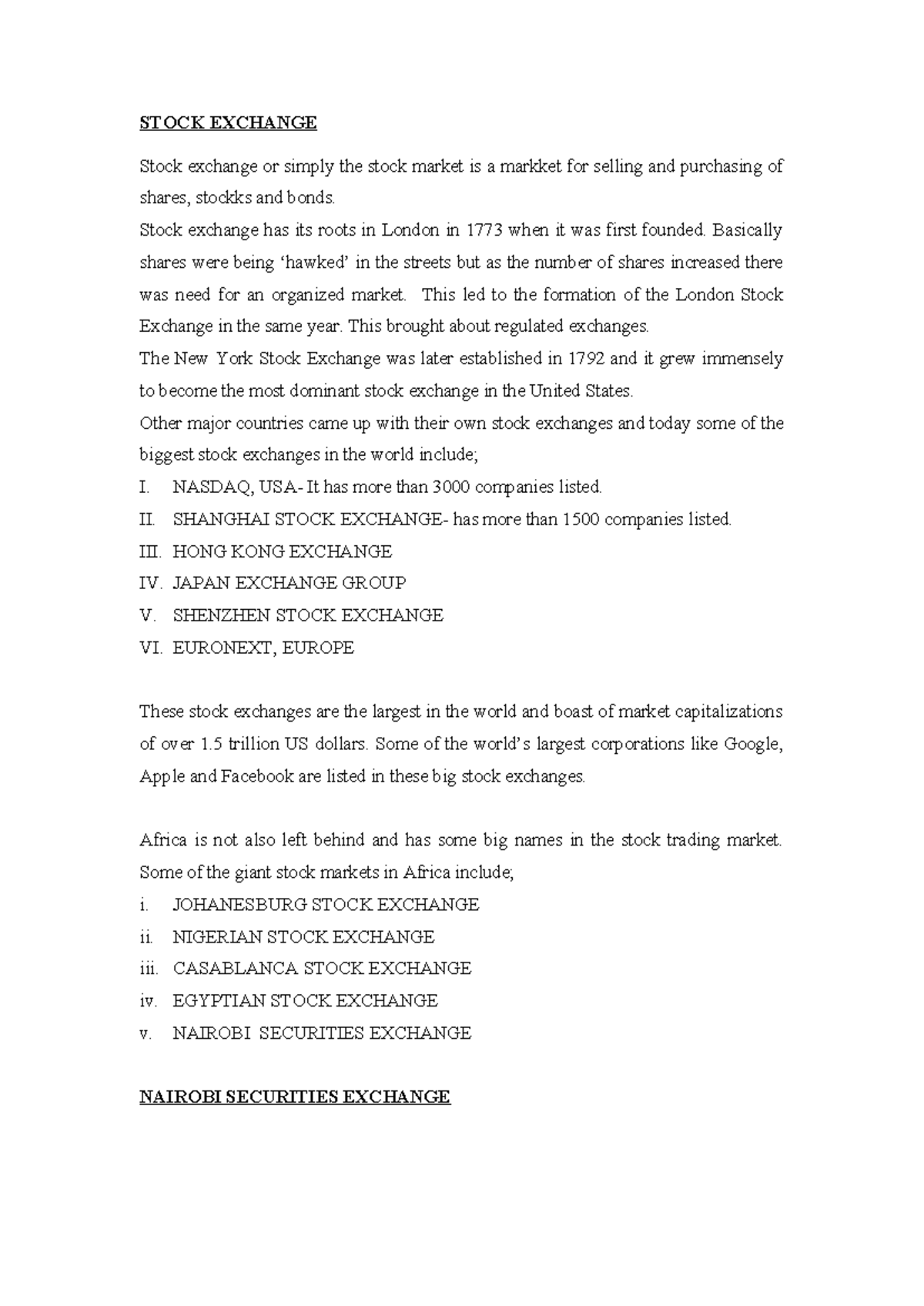 Stock Exchange Overview and Key Factors Impacting Prices - Studocu