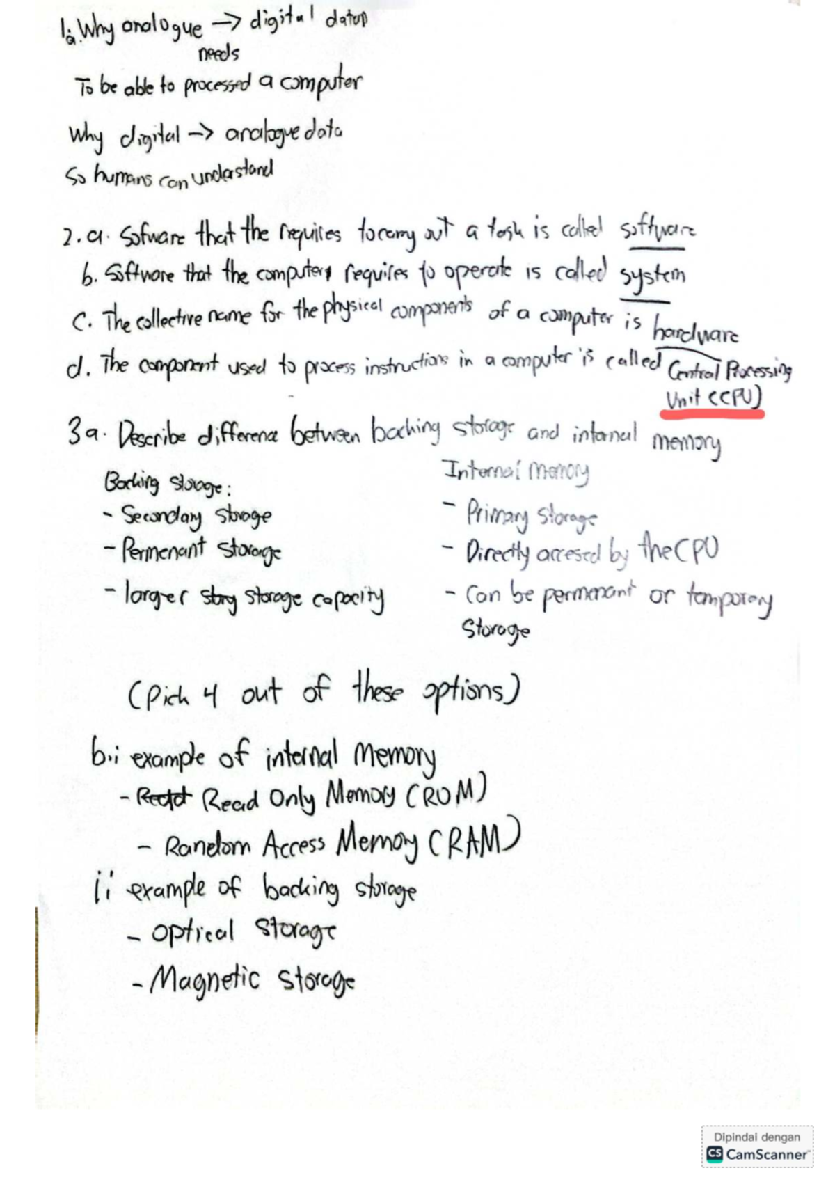 CS Final Exam Notes: Understanding Data Processing and Storage - Studocu