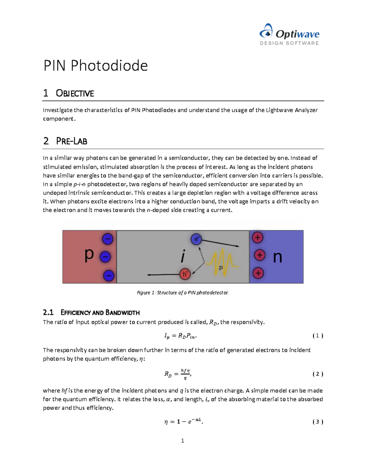 Lab 2: Characteristics and Analysis of PIN Photodiodes - Studocu