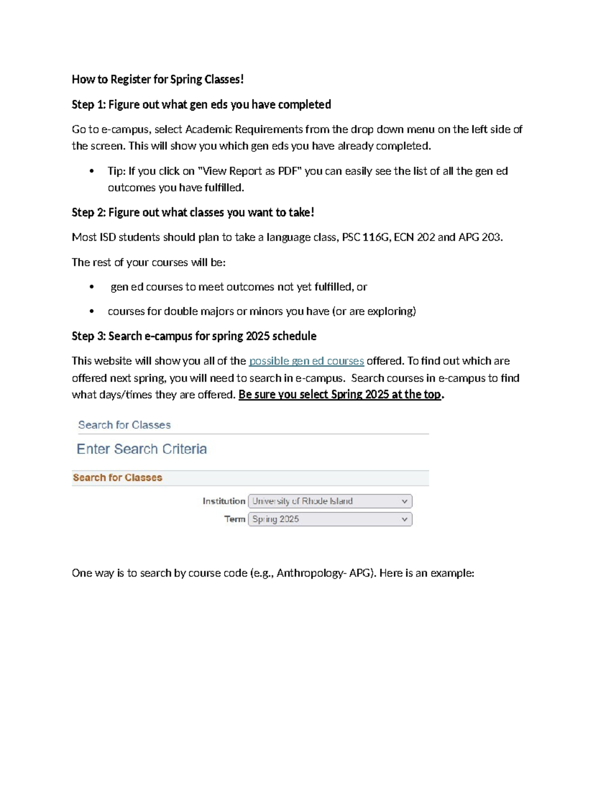 Spring 2025 Class Registration Guide: Gen Eds & Course Selection - Studocu