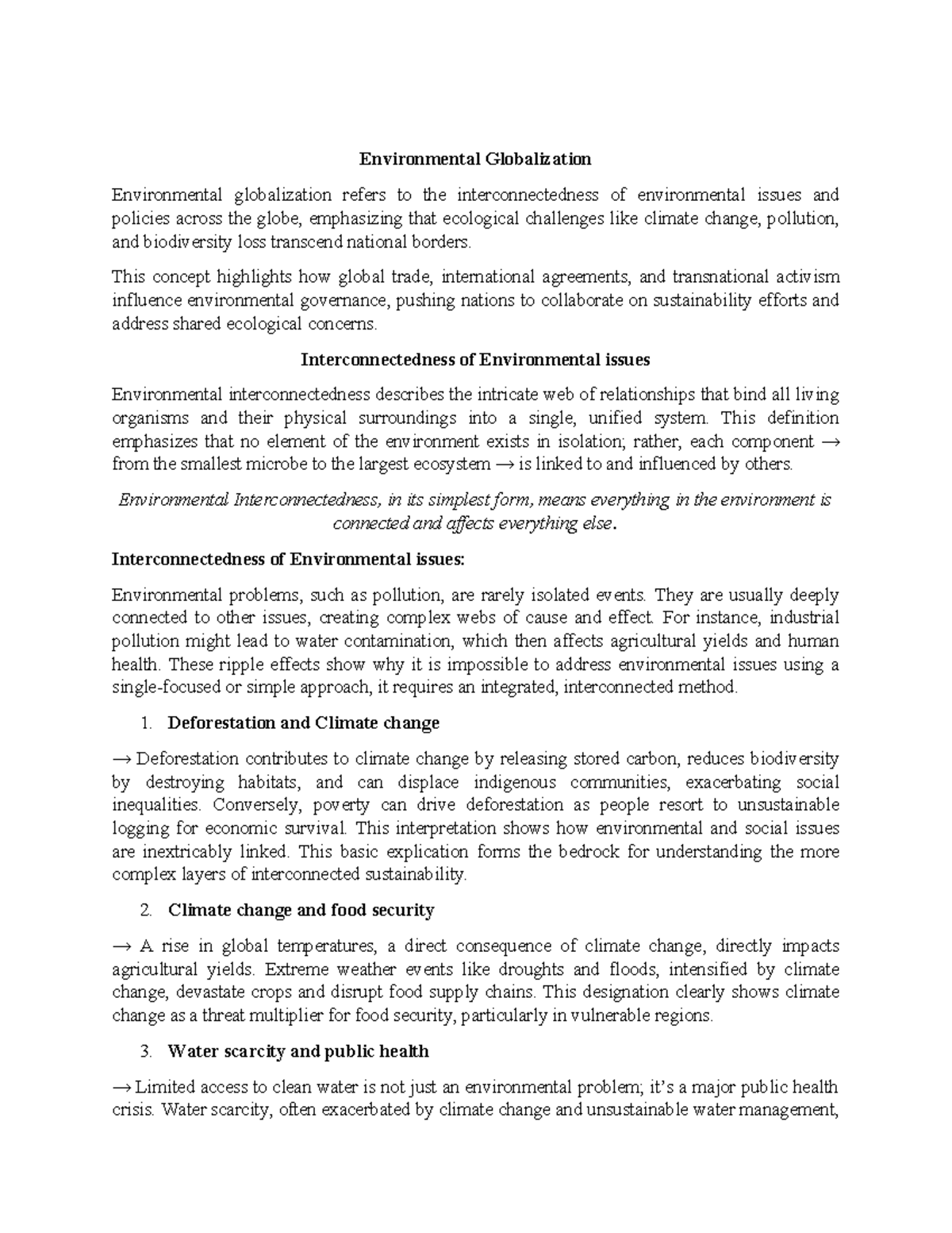 Environmental Globalization: Interconnected Challenges and Solutions ...