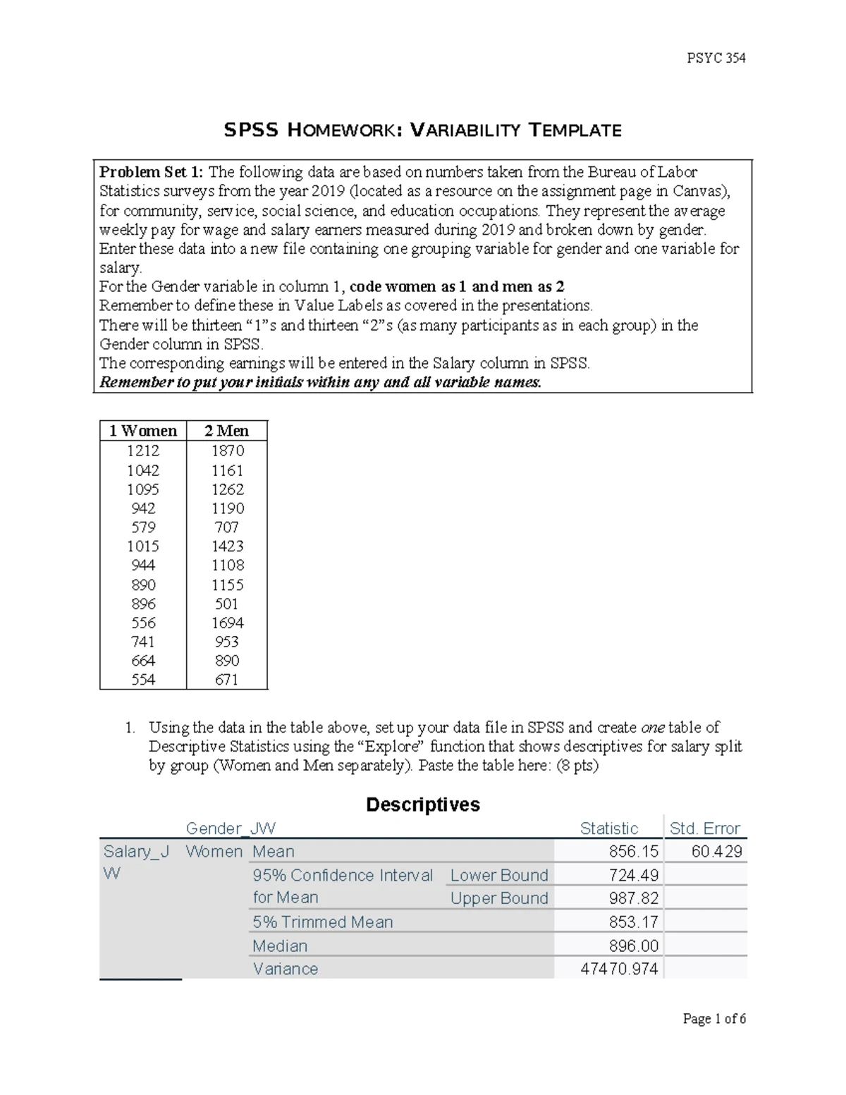 PSYC 354 Hypothesis Testing Template for Anxiety & BPD Treatment Study ...