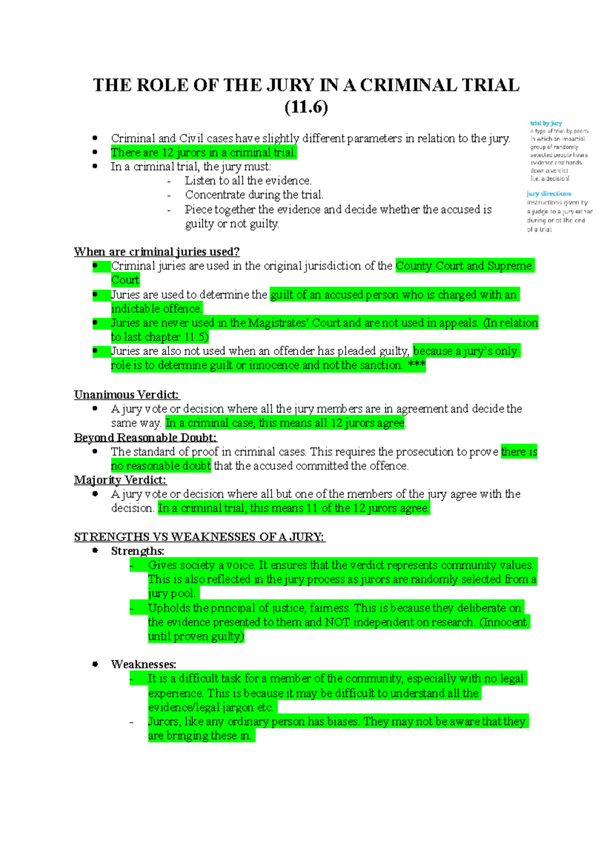 The Role of the Jury in Criminal Trials (11.6) - Strengths and ...