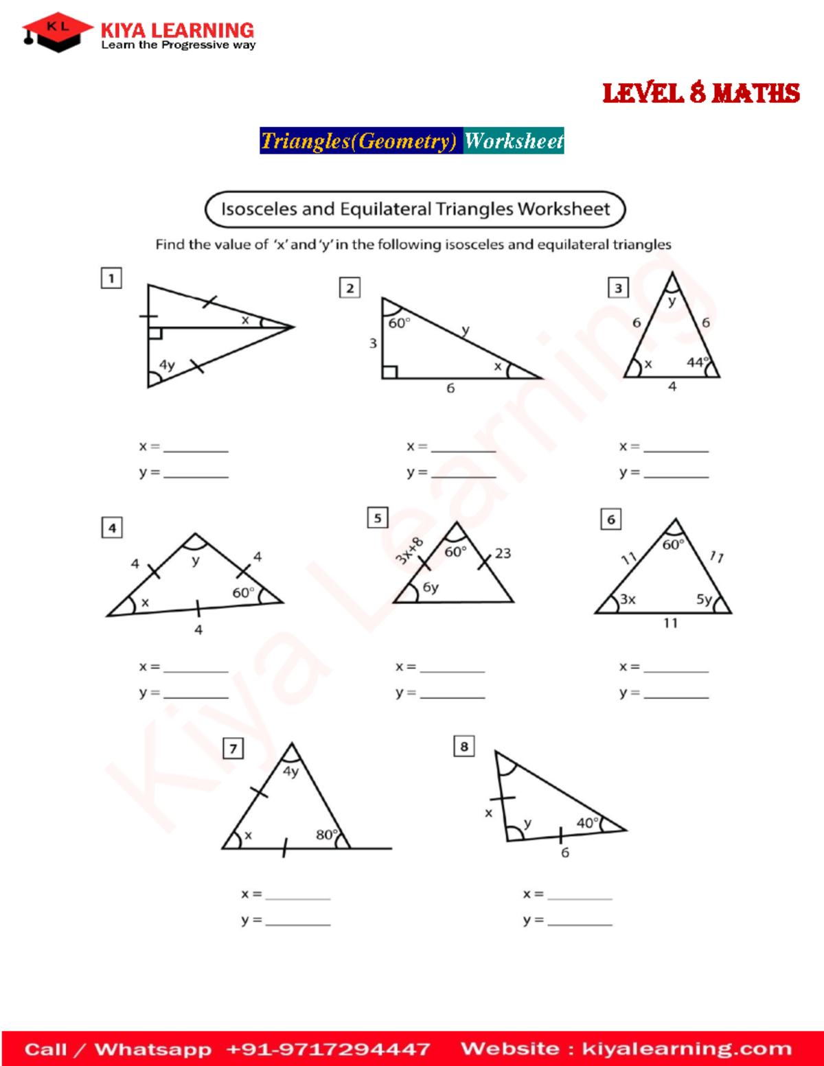 Level 8 Maths - Triangles (Geometry) Worksheet - Studocu