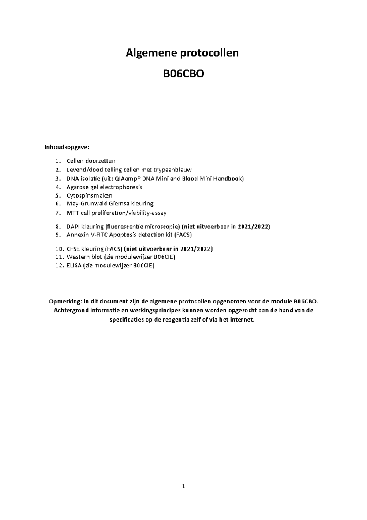 B06CBO Algemene Protocollen en Toepassingen voor Lab Werk - Studeersnel
