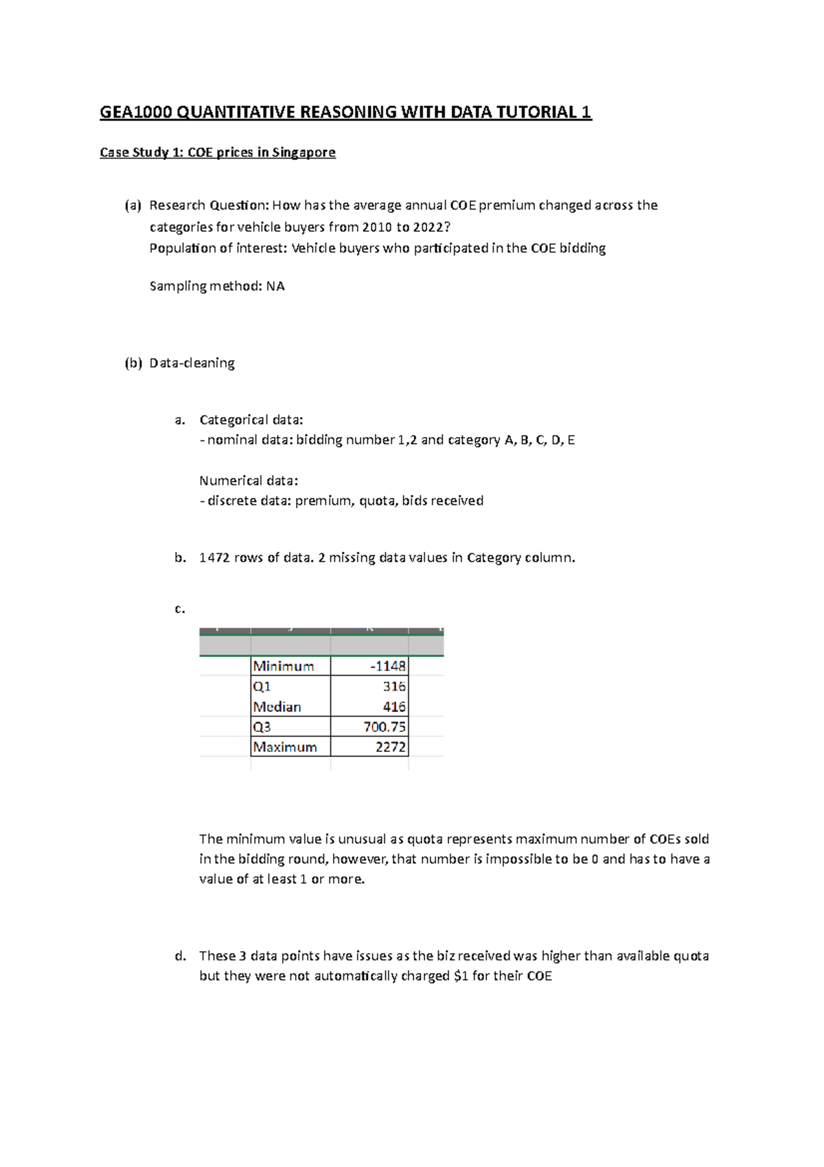GEA1000 Quantitative Reasoning Case Studies: Tutorial 1 Insights - Studocu