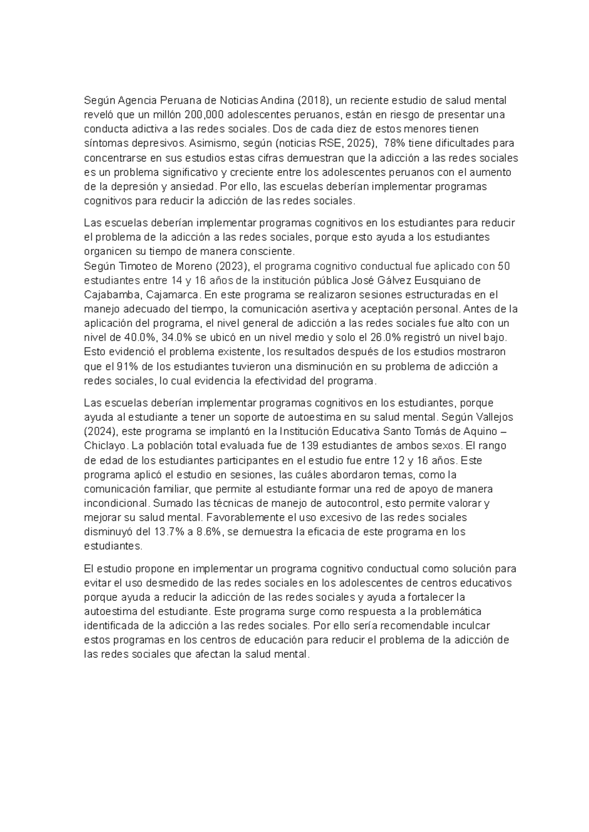 Programa Cognitivo Conductual para Reducir Adicción a Redes Sociales ...