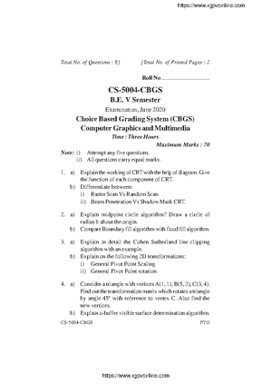 BT-105 Engineering Graphics Nov 2022 Exam Questions and Solutions - Studocu