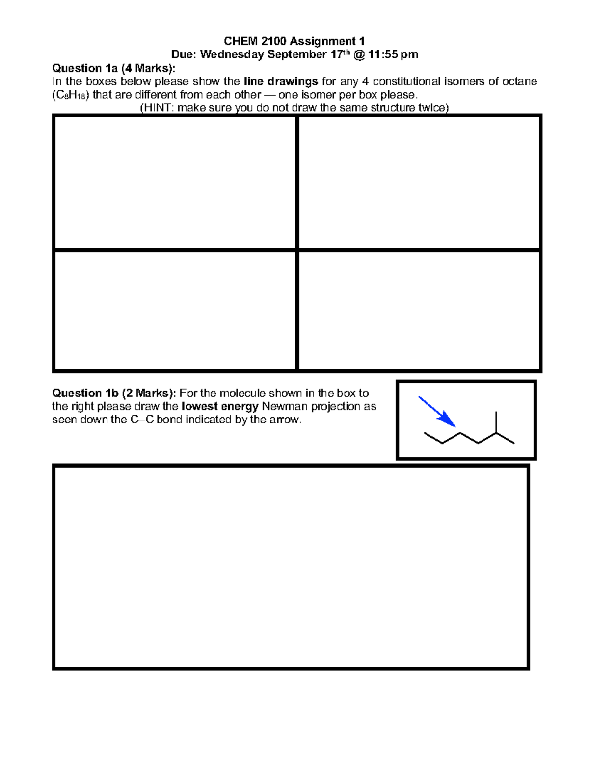 F25 Assignment 1 Sept 10 Page 1 - CHEM 2100 - CHEM 2100 Assignment 1 ...