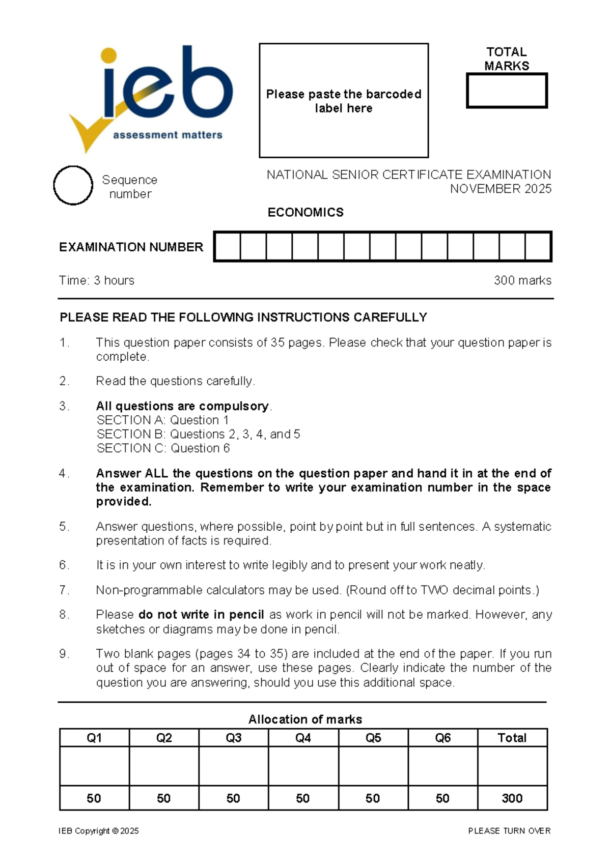 NSC Economics 2025 - Practice Exam Questions and Guidelines - Studocu