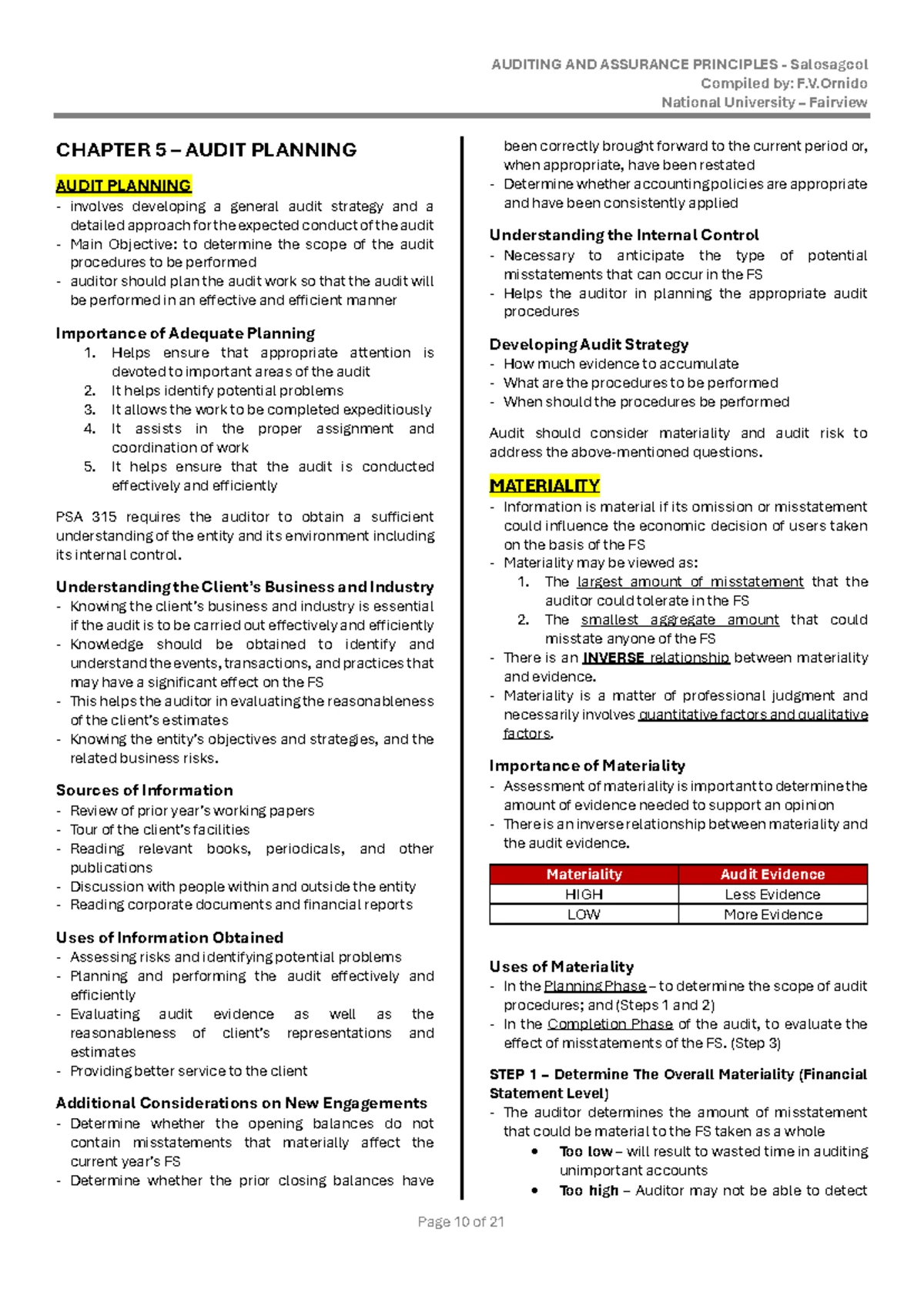 Auditing Theory Notes - Chapter 10 - AUDITING AND ASSURANCE PRINCIPLES ...
