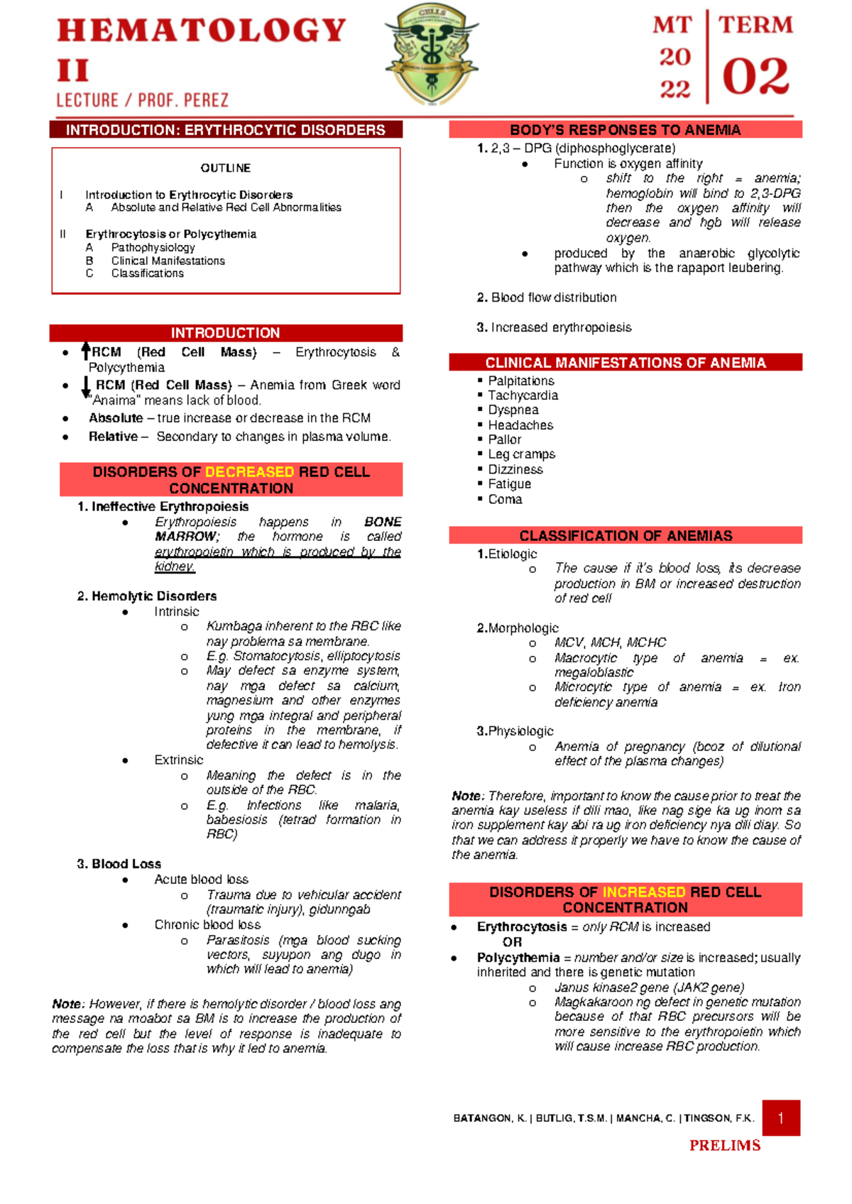 Hematology 2 [ Complete] - BATANGON, K. | BUTLIG, T.S. | MANCHA, C ...