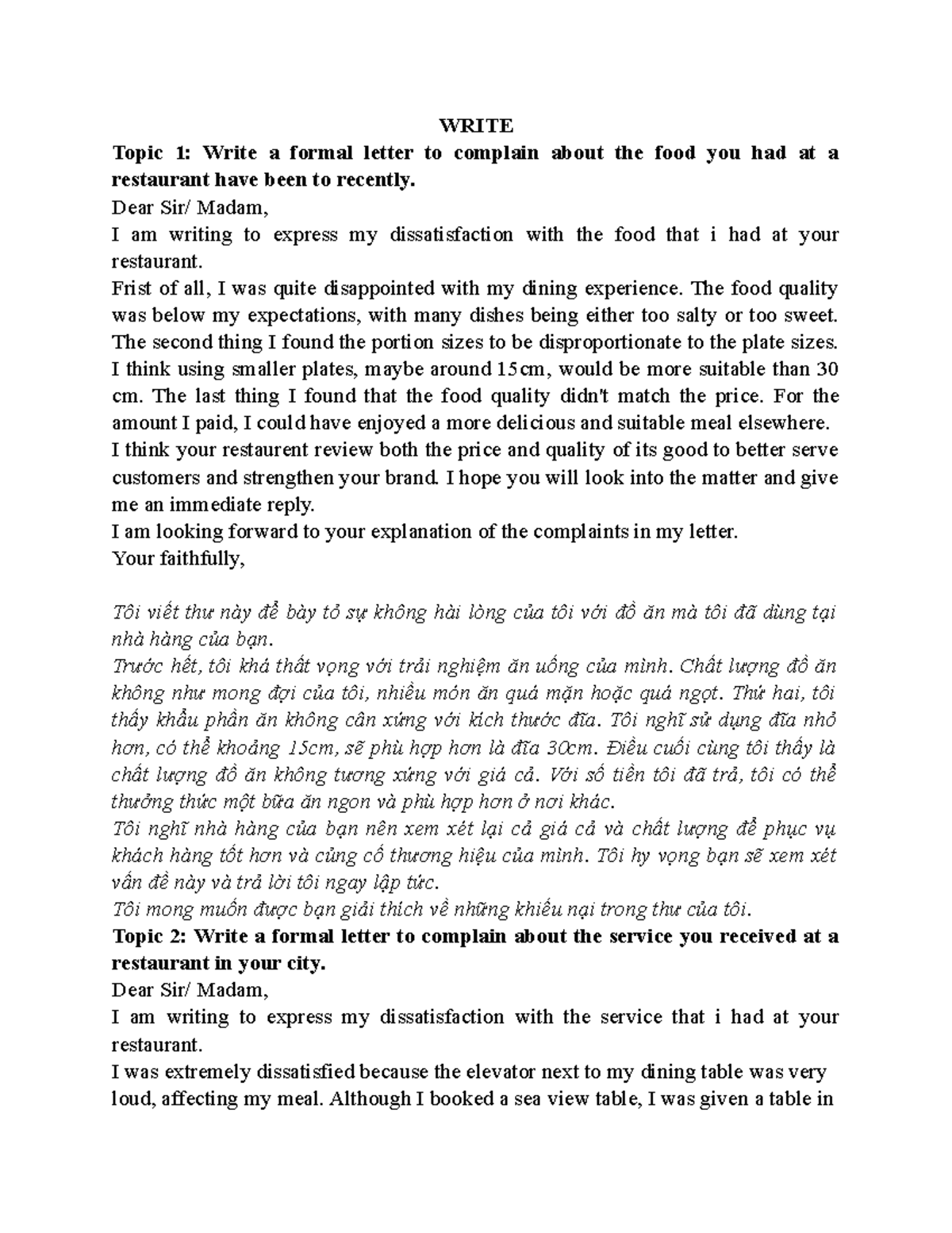 WRITE 2: Sample Essays for English Writing Exam Part 2 - Studocu