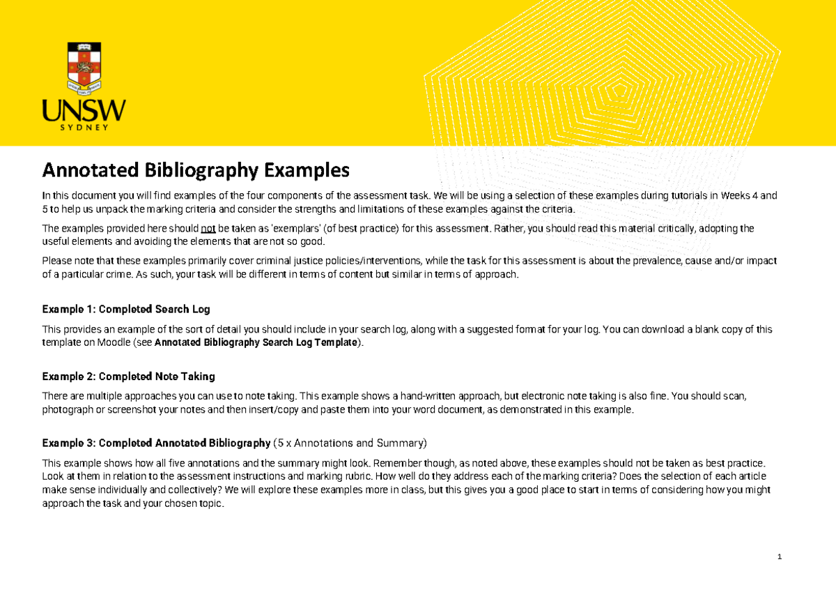 CRIM1010 T1 2025 Annotated Bibliography Samples and Insights - Studocu