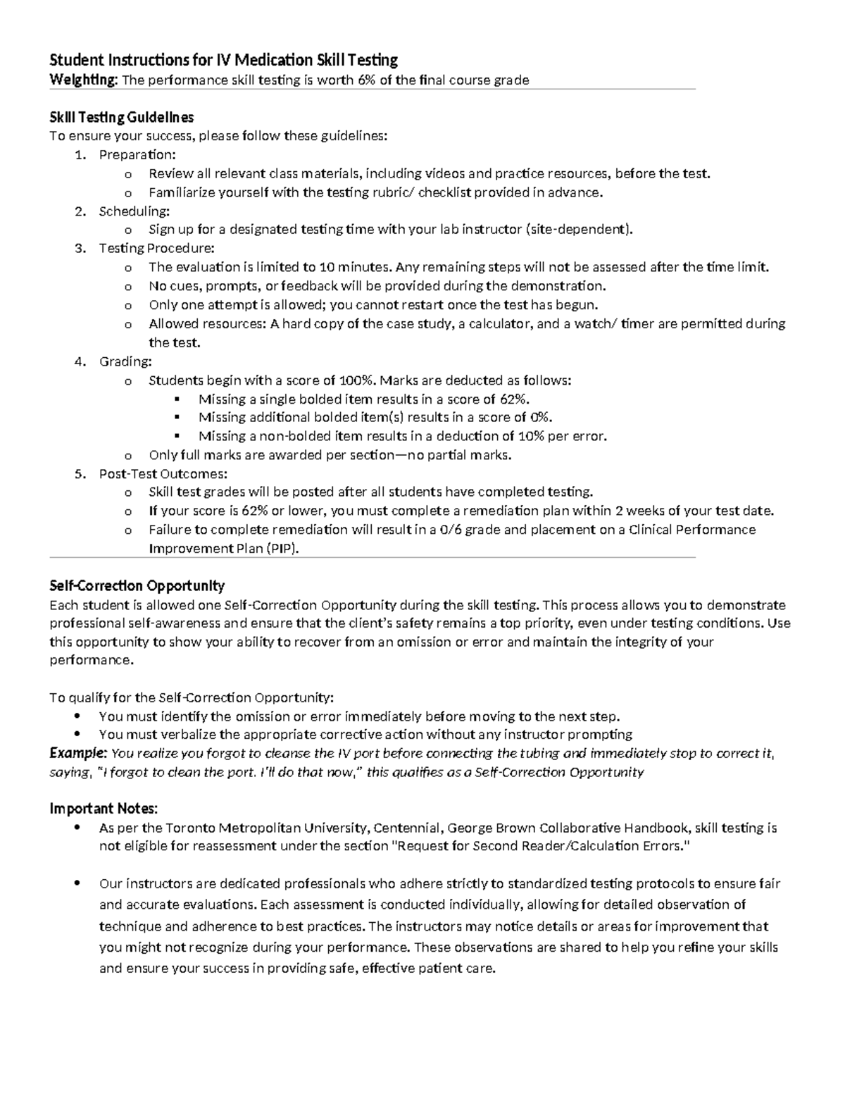 NSE221 IVPB Medication Skill Testing Instructions & Rubric Guide - Studocu