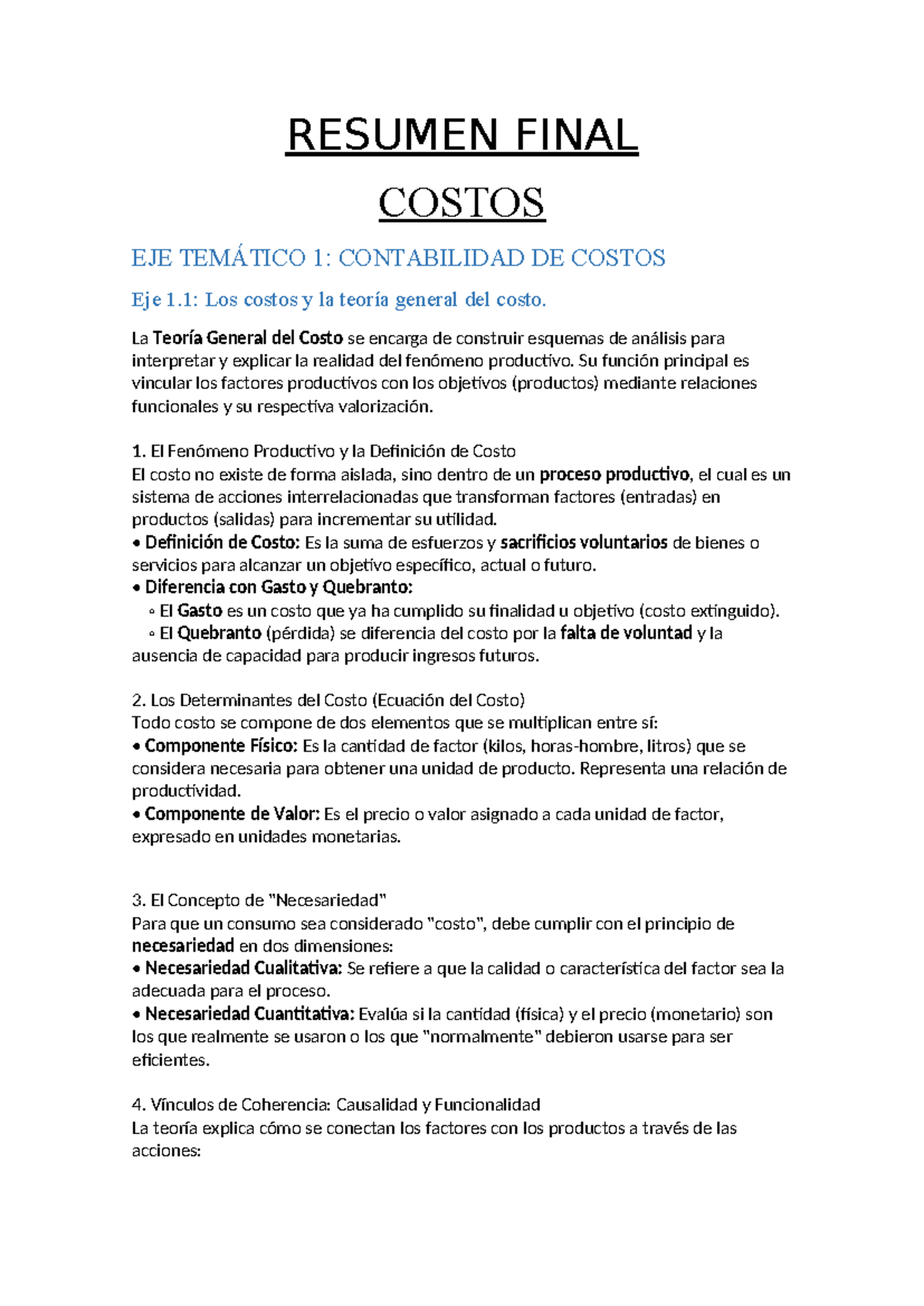 Resumen Final: Costos EJE TEMÁTICO 1 - Contabilidad de Costos - Document Preview