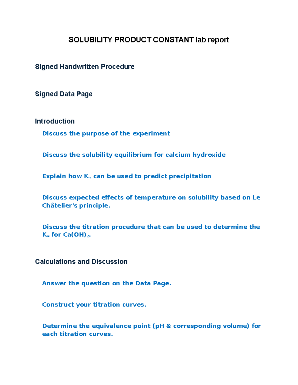 Titration Experiment Lab Report