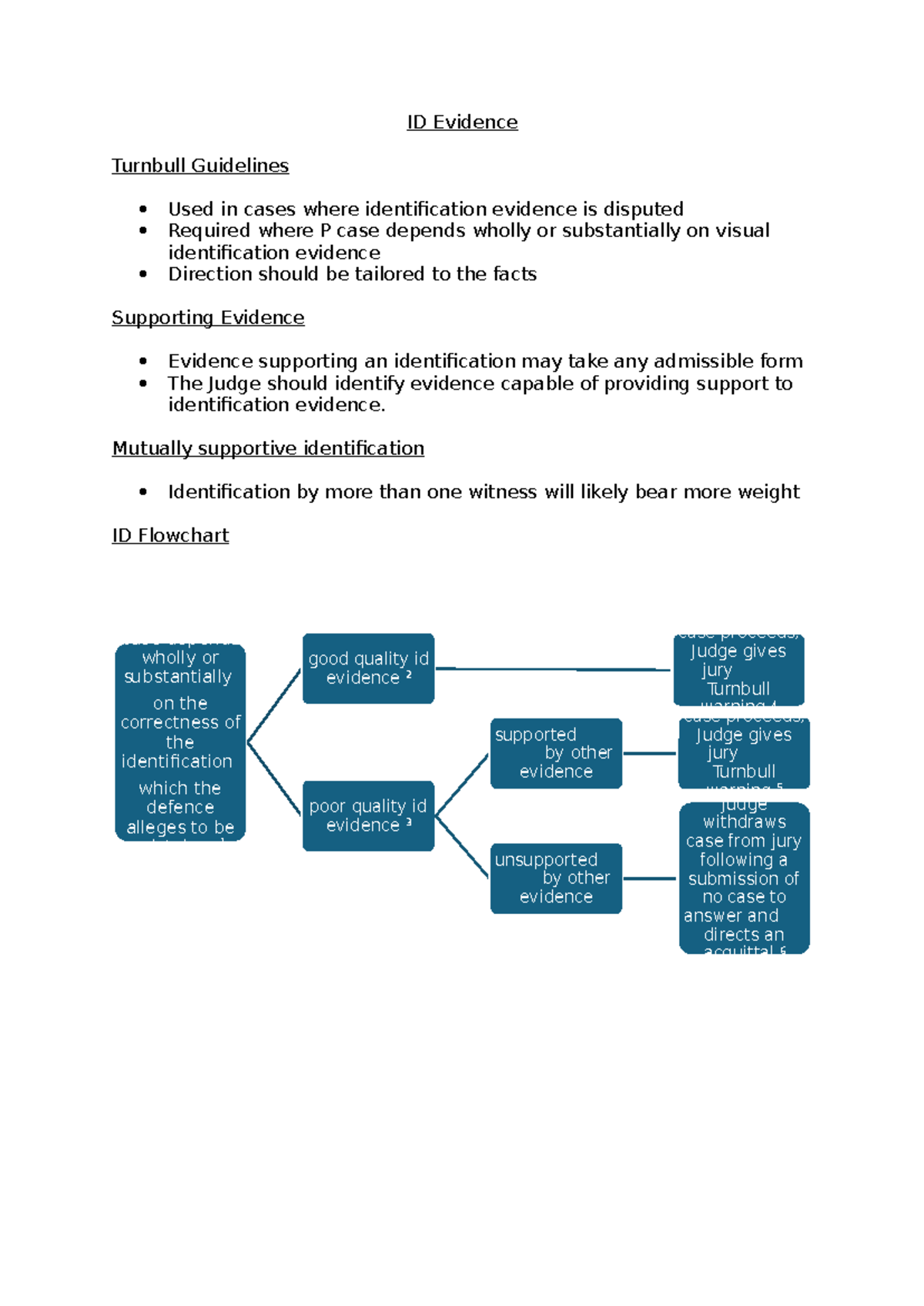 ID Evidence - Turnbull Guidelines Revision Notes for Legal Cases - Studocu