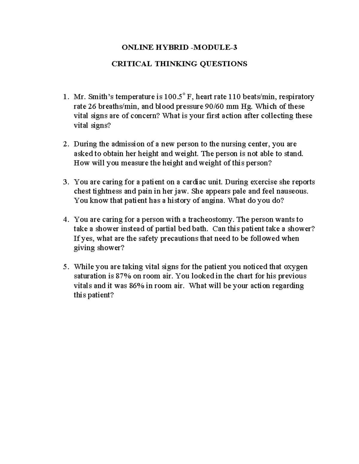 - Module-3 Critical Thinking Questions - ONLINE HYBRID -MODULE ...
