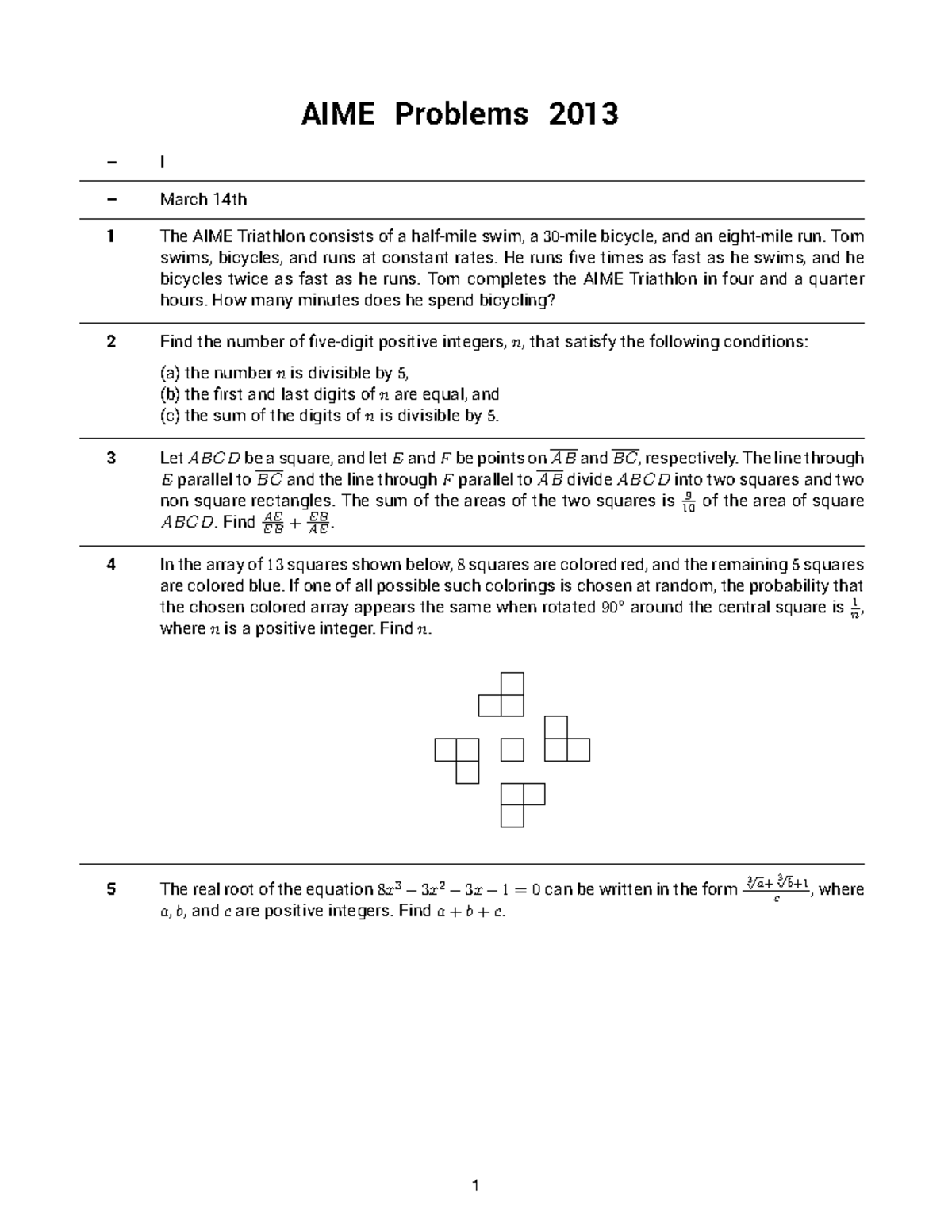 2013 AIME II Problem Solutions and Answer Key - Studocu