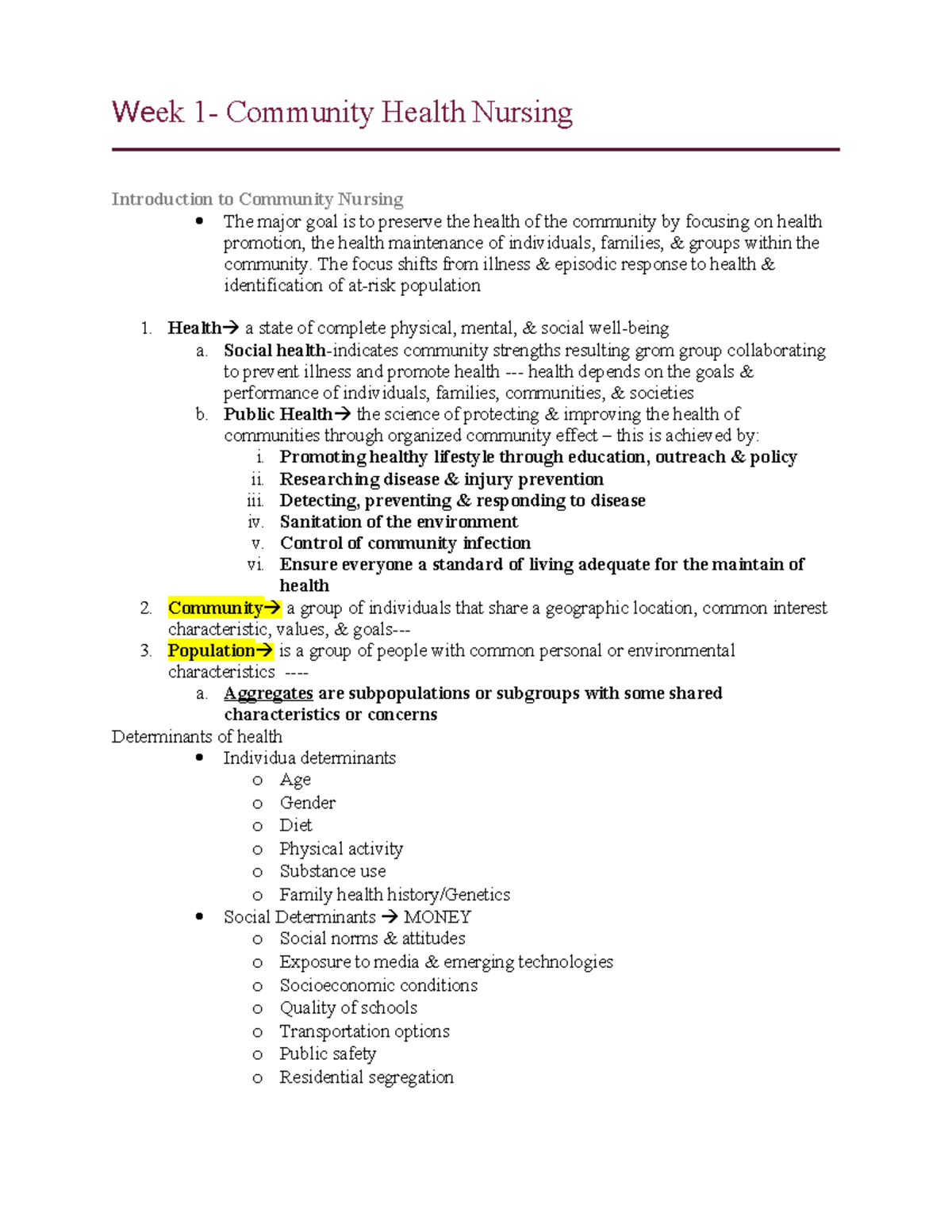 NUR 101: Introduction to Community Health Nursing - Week 1 Overview ...