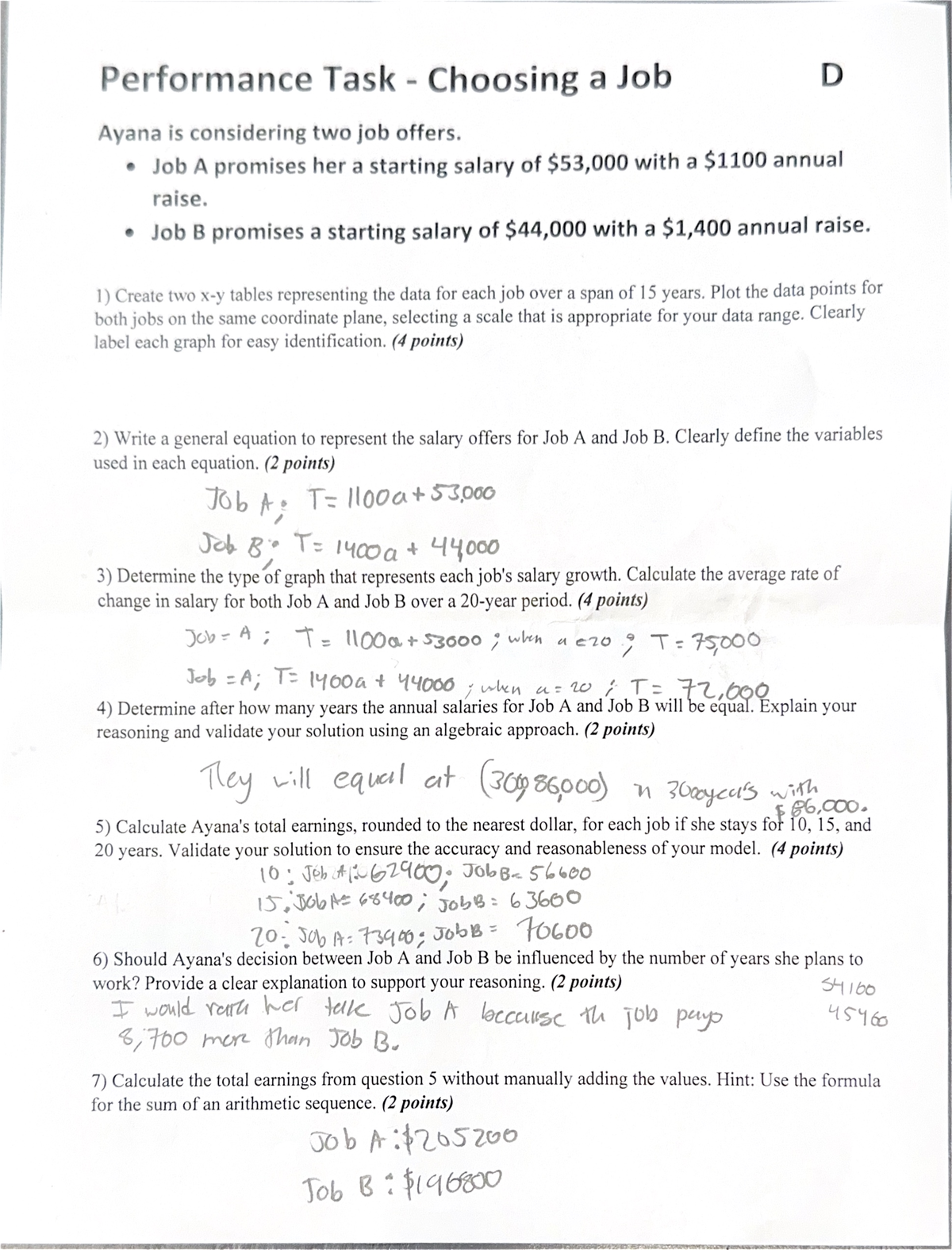 Math - These are some notes to our assignment. - Performance Task ...