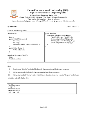 CSE Final Exam: Structured Programming Language - Fall 2023 - Studocu