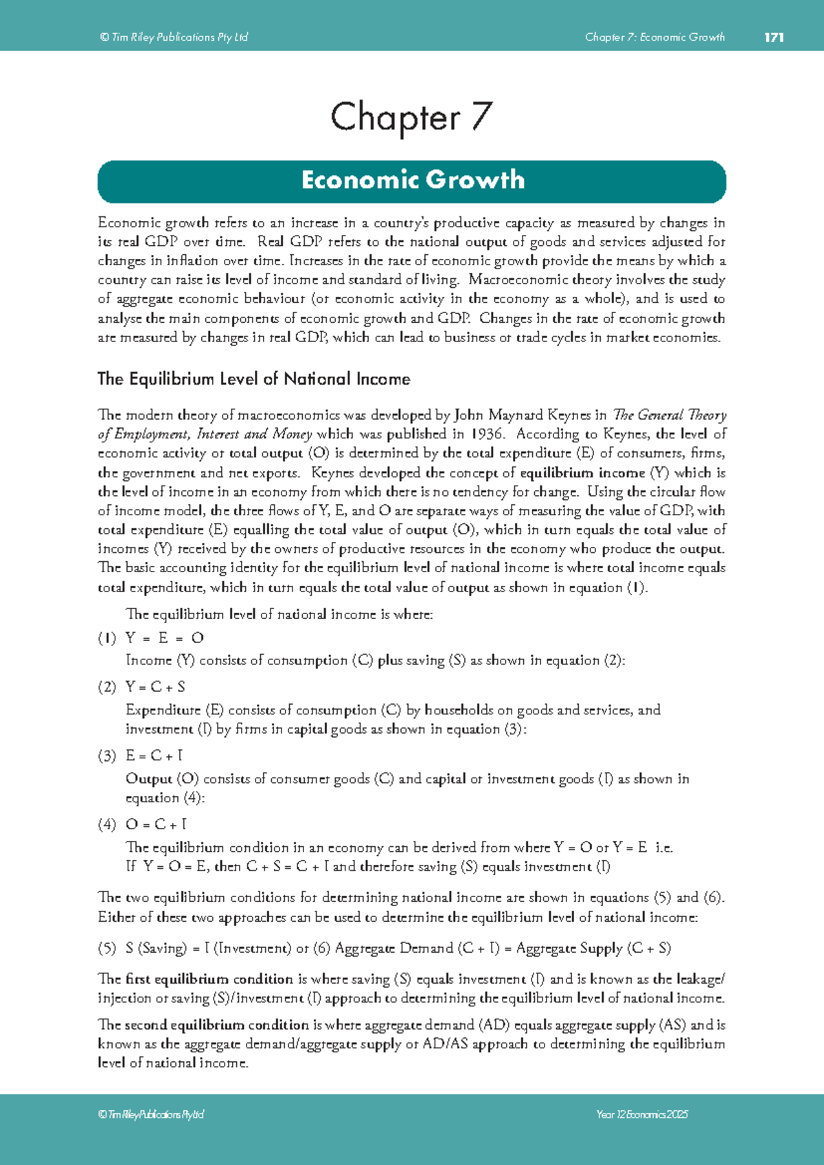 Year 12 Economics 2025: Chapter 7 - Economic Growth Analysis - Studocu