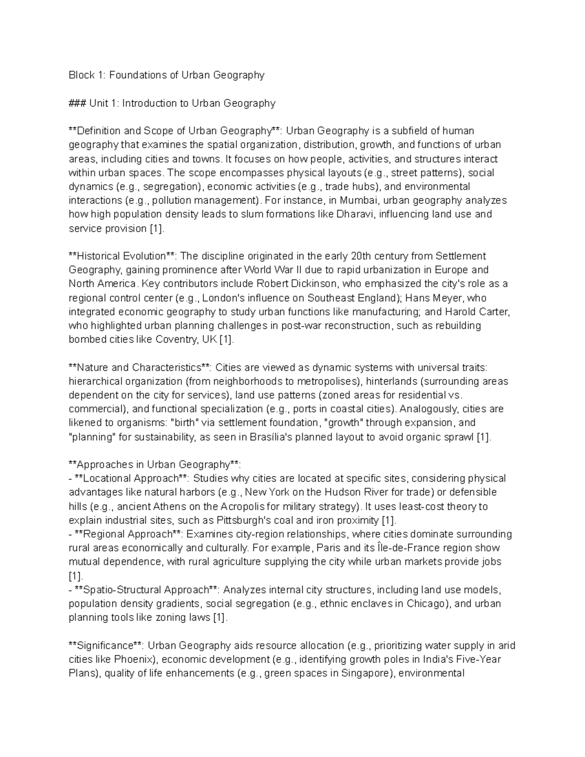 KTA LLB BNSS 2023: Foundations of Urban Geography - Unit 1 Overview ...