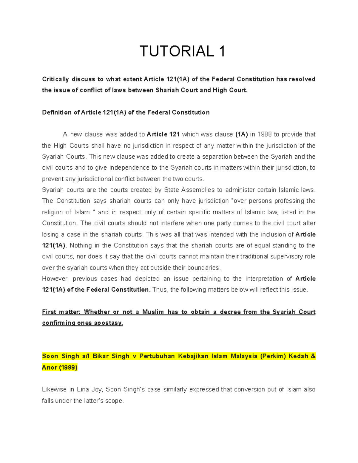 [WEEK 8] Family Law Tutorial: Article 121(1A) Analysis & Case Studies ...