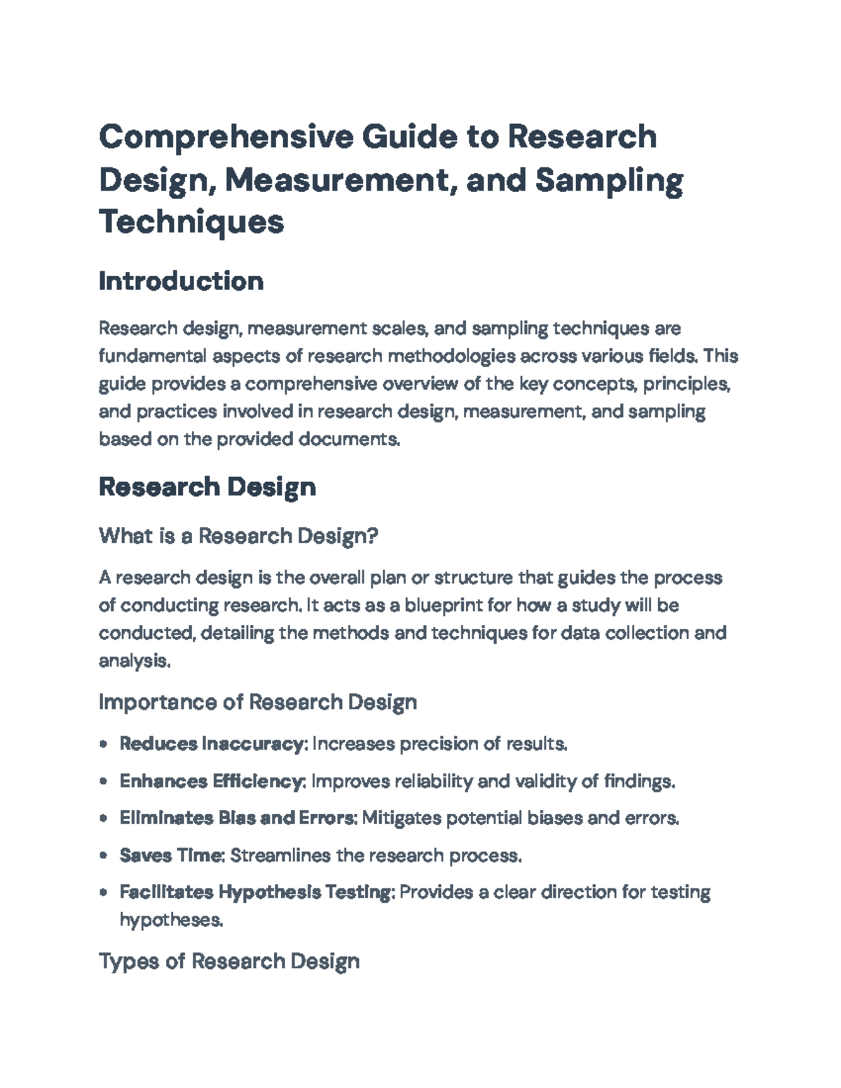 Comprehensive Guide to Research Design, Measurement & Sampling ...