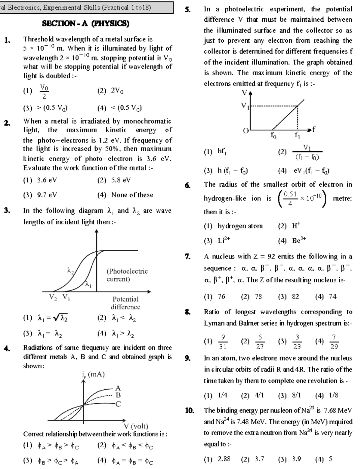 Achiever unit test 08 - Very helpful for bsc students - SECTION - A ...