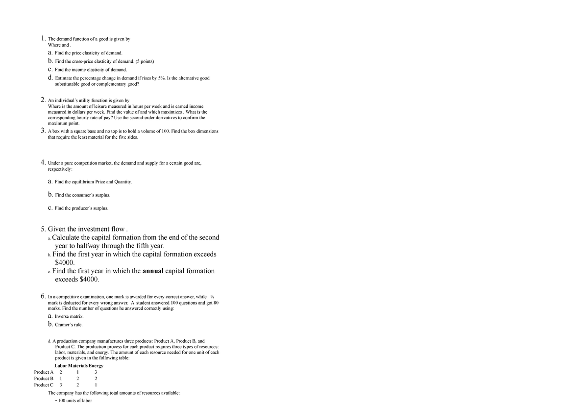 M4B Final Exam Study Guide - Math for Business - Studocu