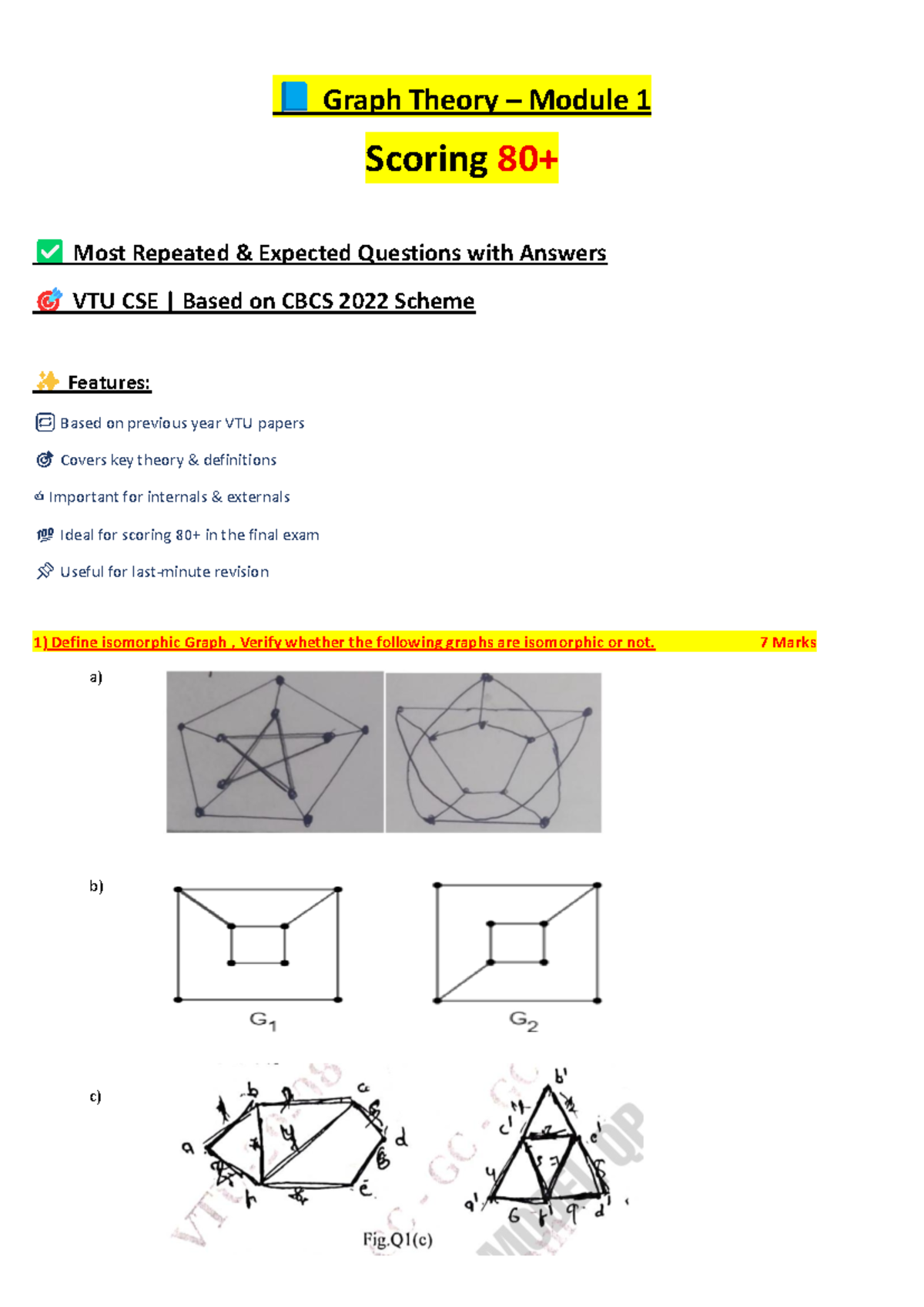 Graph Theory Module 1: Key Questions & Answers for VTU CSE Final Exam ...