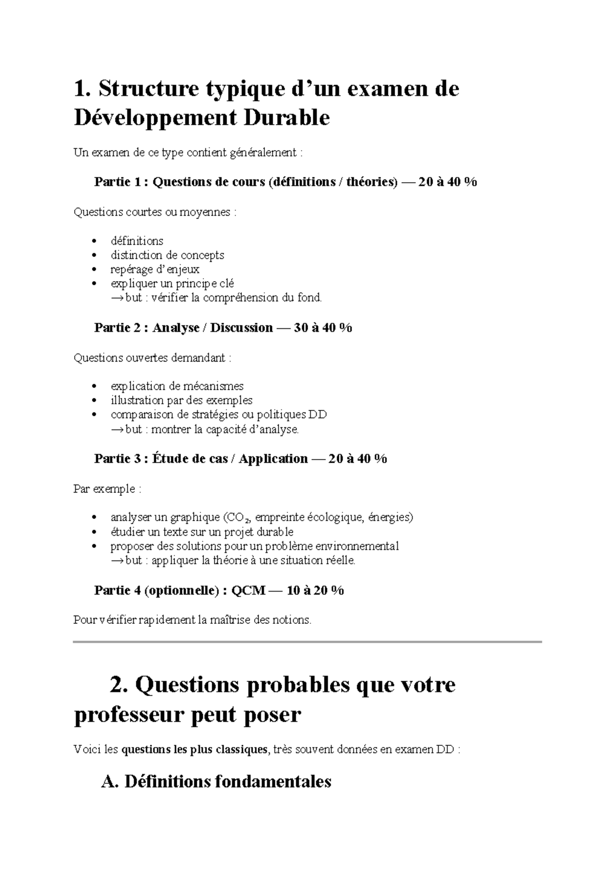 Examen DD : Structure Typique et Questions Probables - Studocu