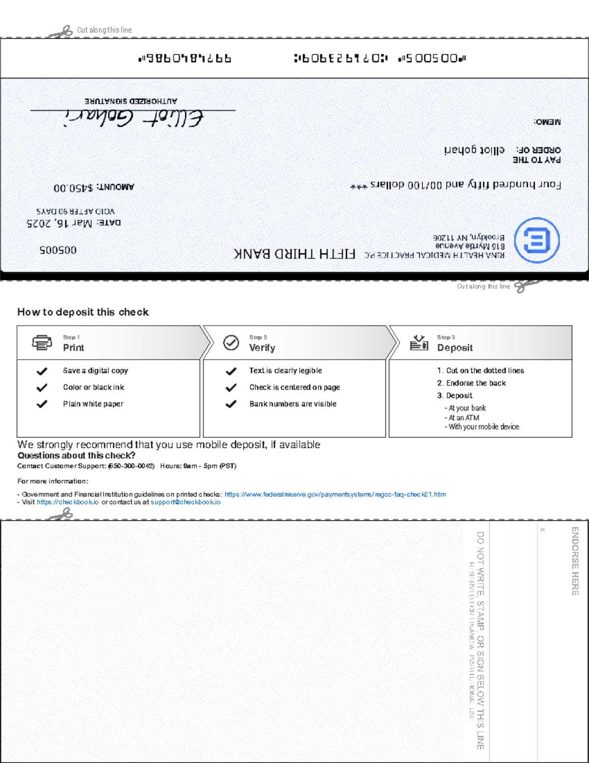 Check 5005 - It tells how to pass the oa - How to deposit this check ...