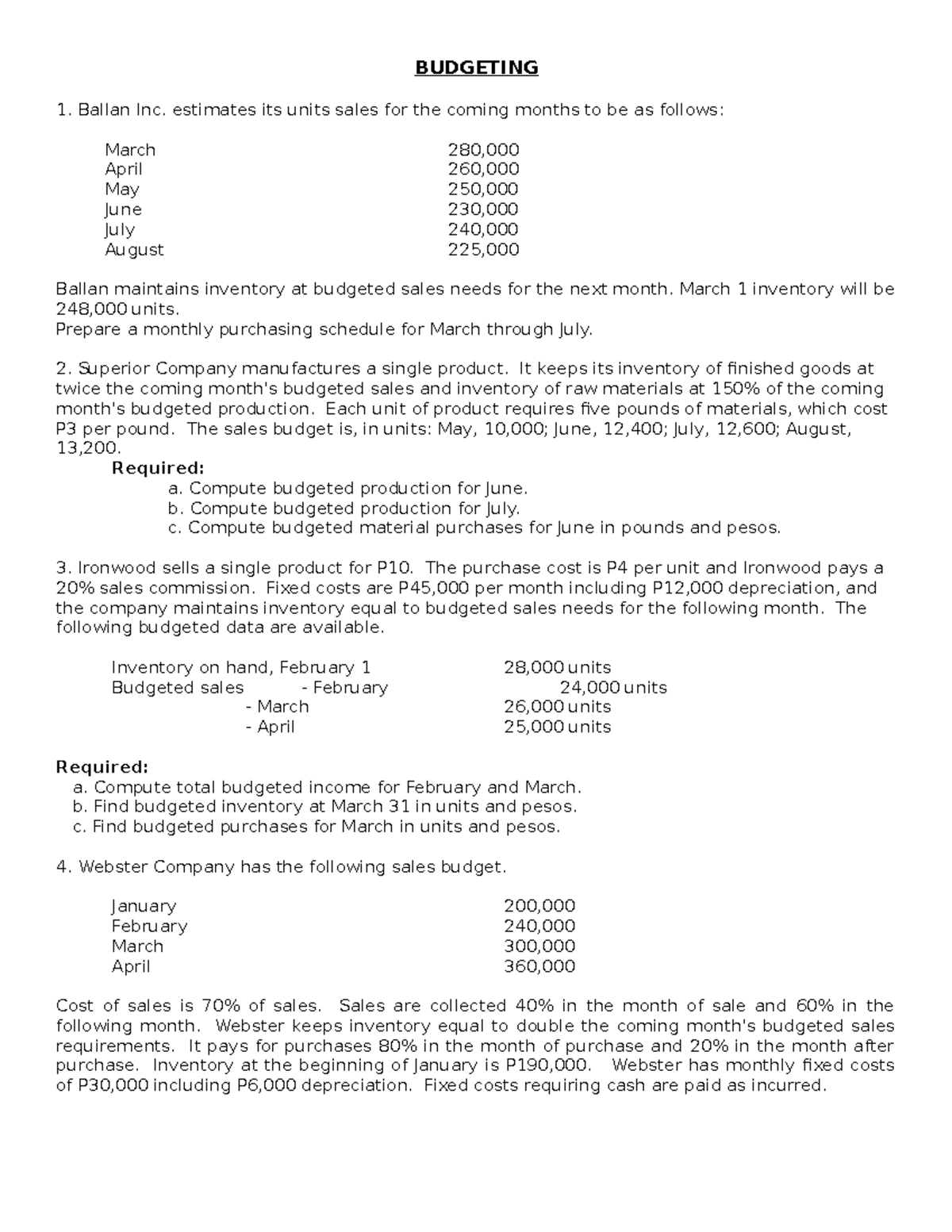 Budgeting Analysis and Purchasing Schedule (Course Code: 339202859 ...