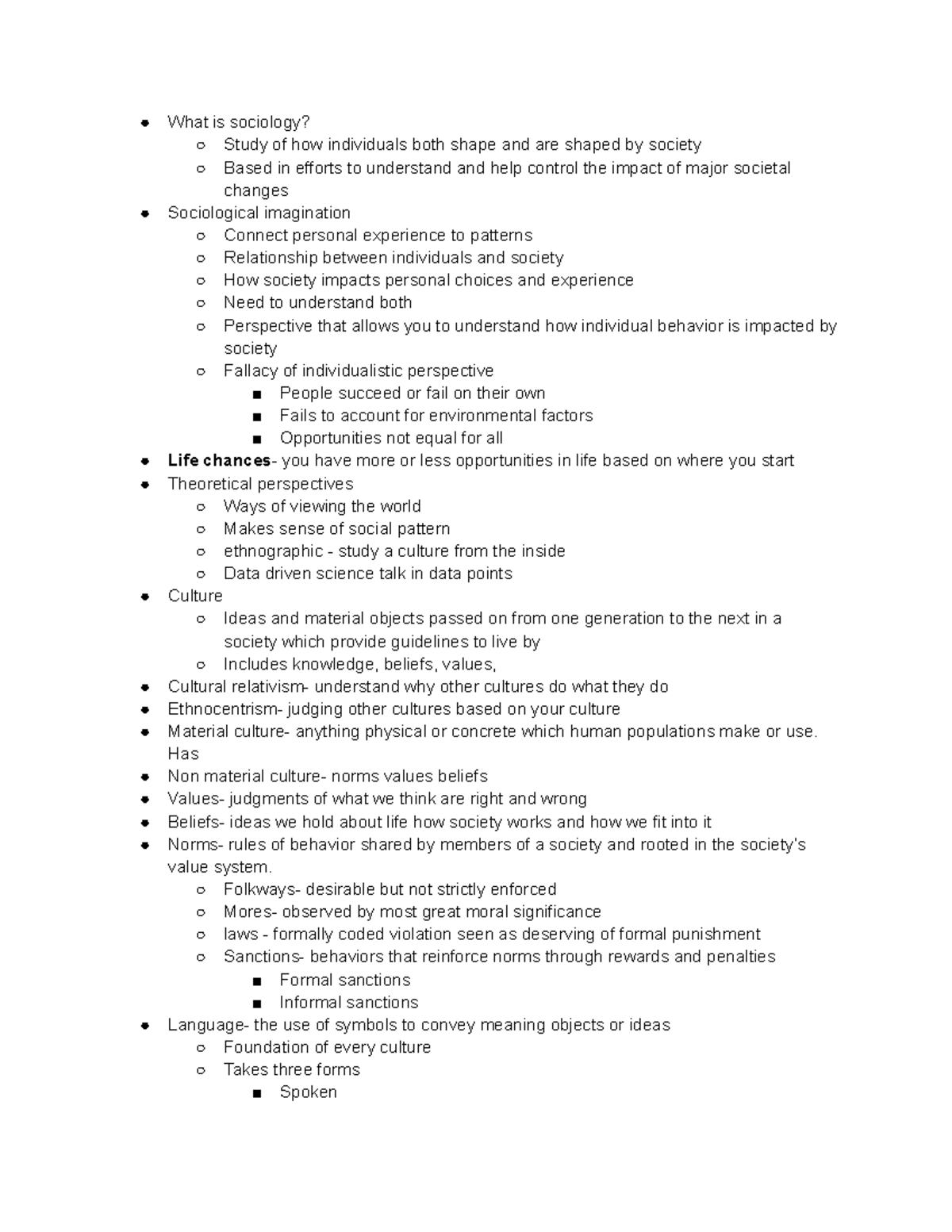 What is sociology - Lecture notes All - What is sociology? Study of how ...