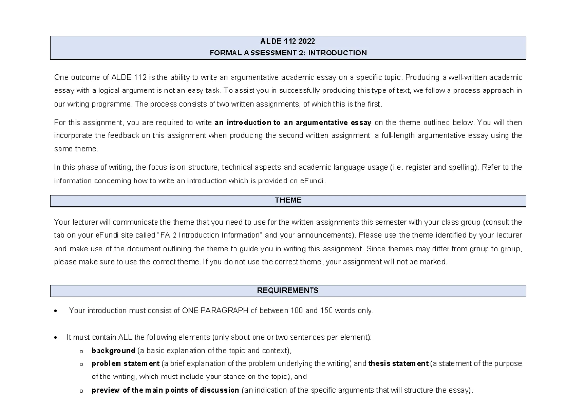 ALDE 2025 Assessment 7: Group Paragraph Guidelines and Overview - Studocu