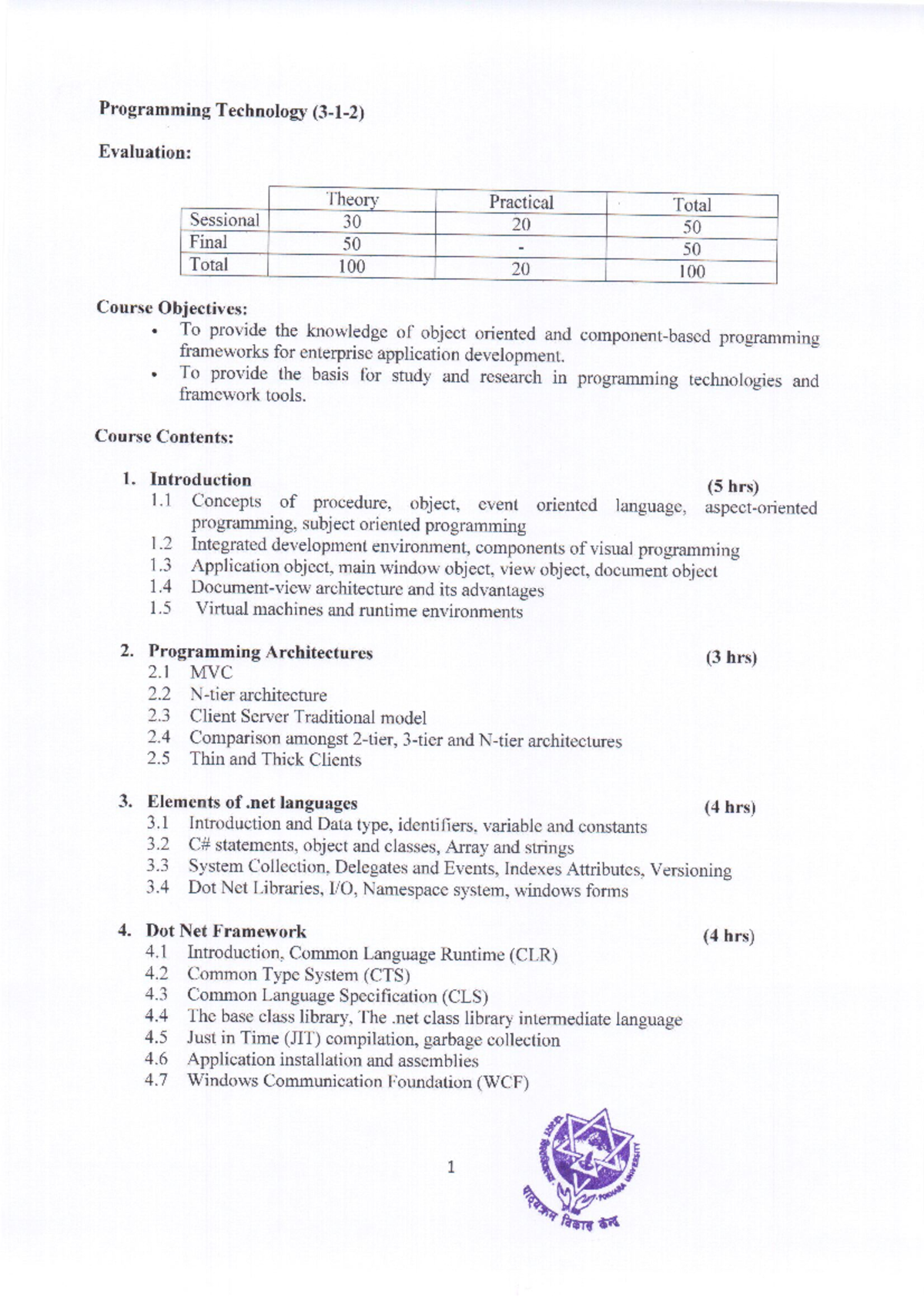 BE Computer 4th Sem: Programming Tech Evaluation Final Exam Notes - Studocu