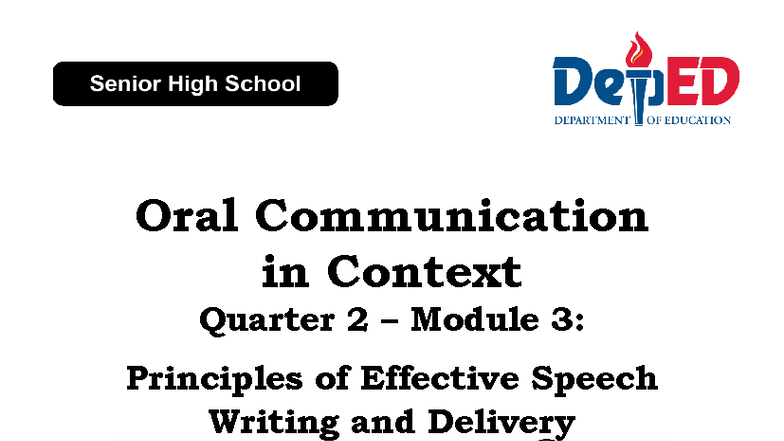 Module 3: Principles of Effective Speech Writing & Delivery (Oral Comm ...