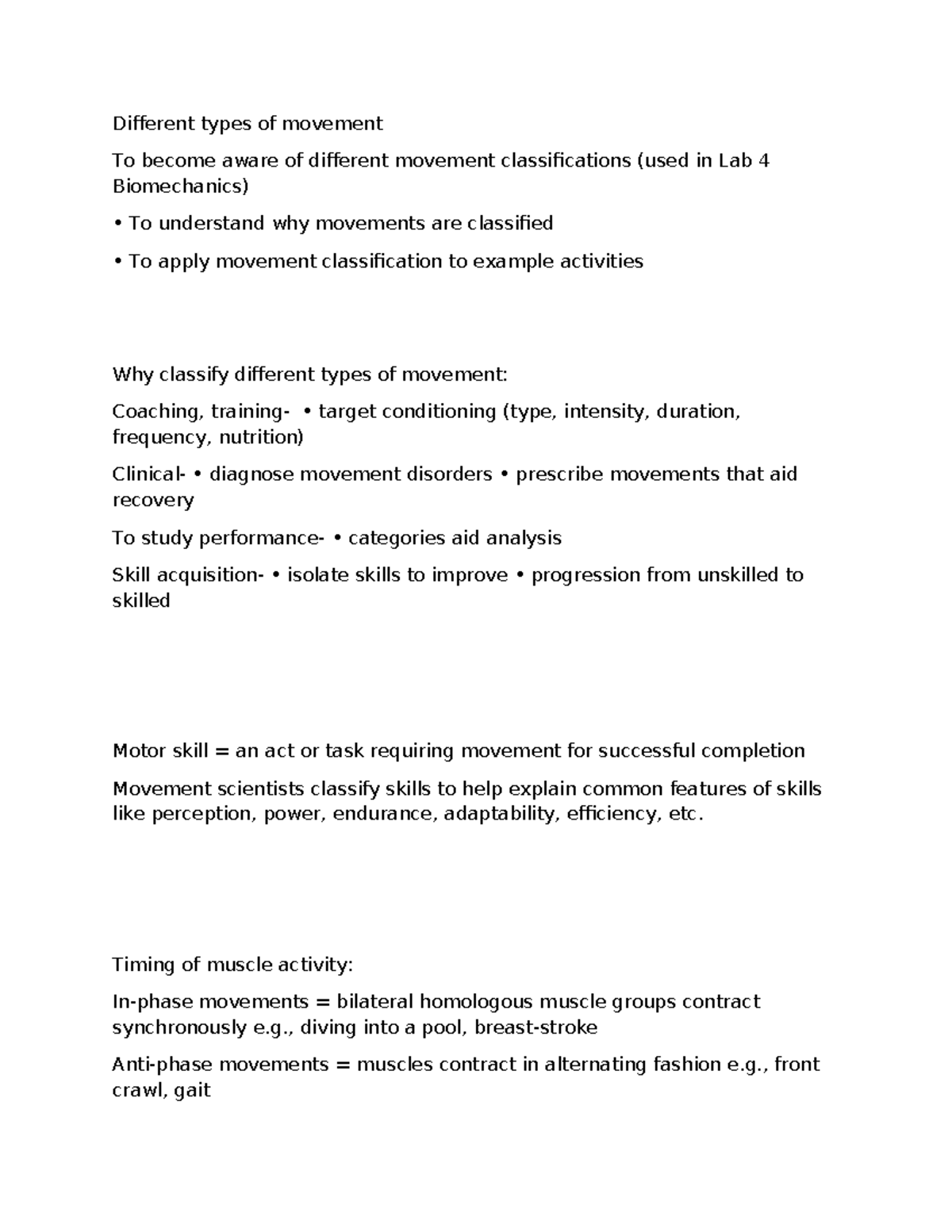 SPEX Lecture 13: Understanding Movement Classifications in Biomechanics ...