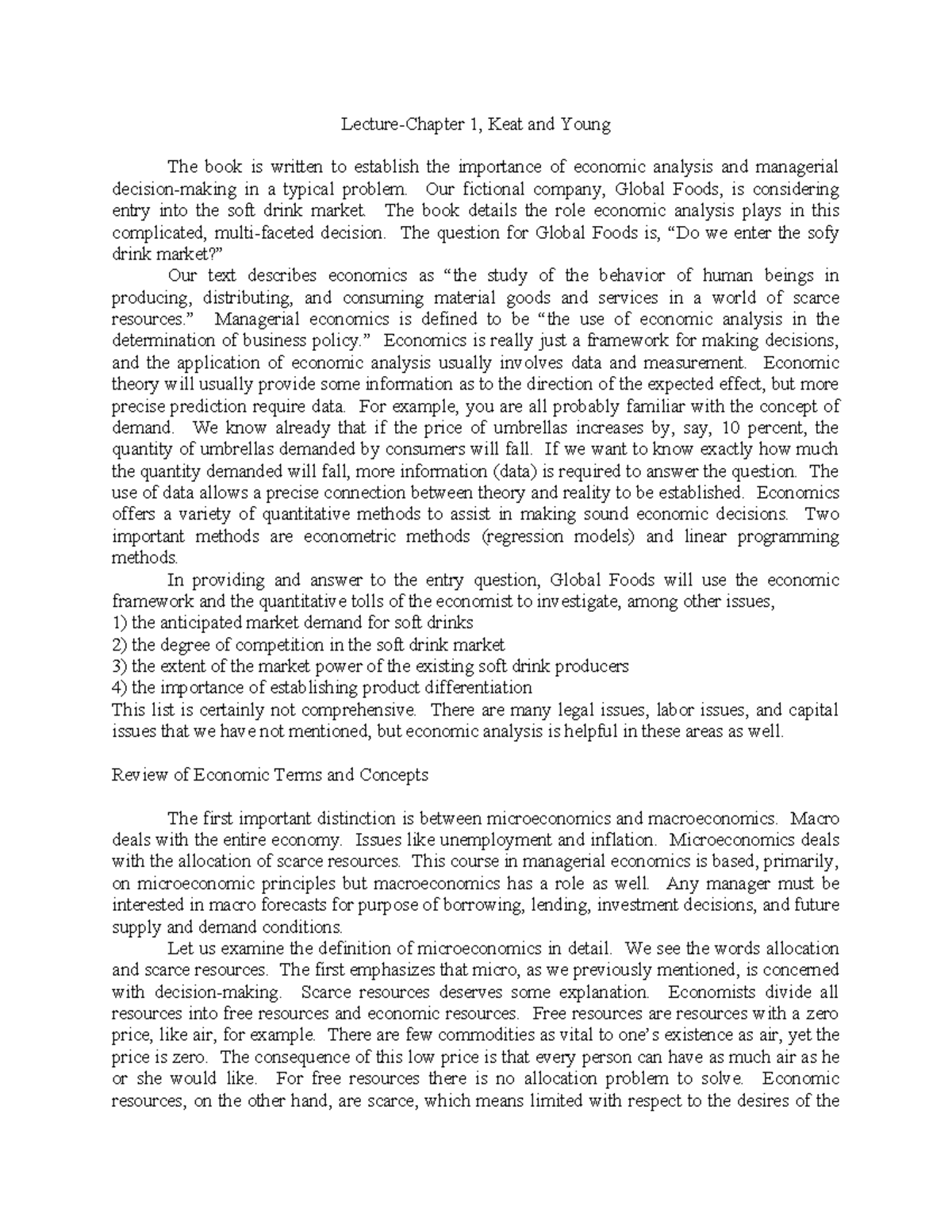 Ch1 - Economic Analysis & Managerial Economics in Decision-Making - Studocu