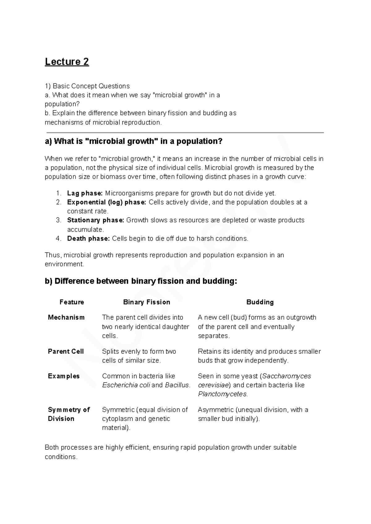 MBY 251 Lecture 2: Microbial Growth Concepts and Mechanisms - Studocu