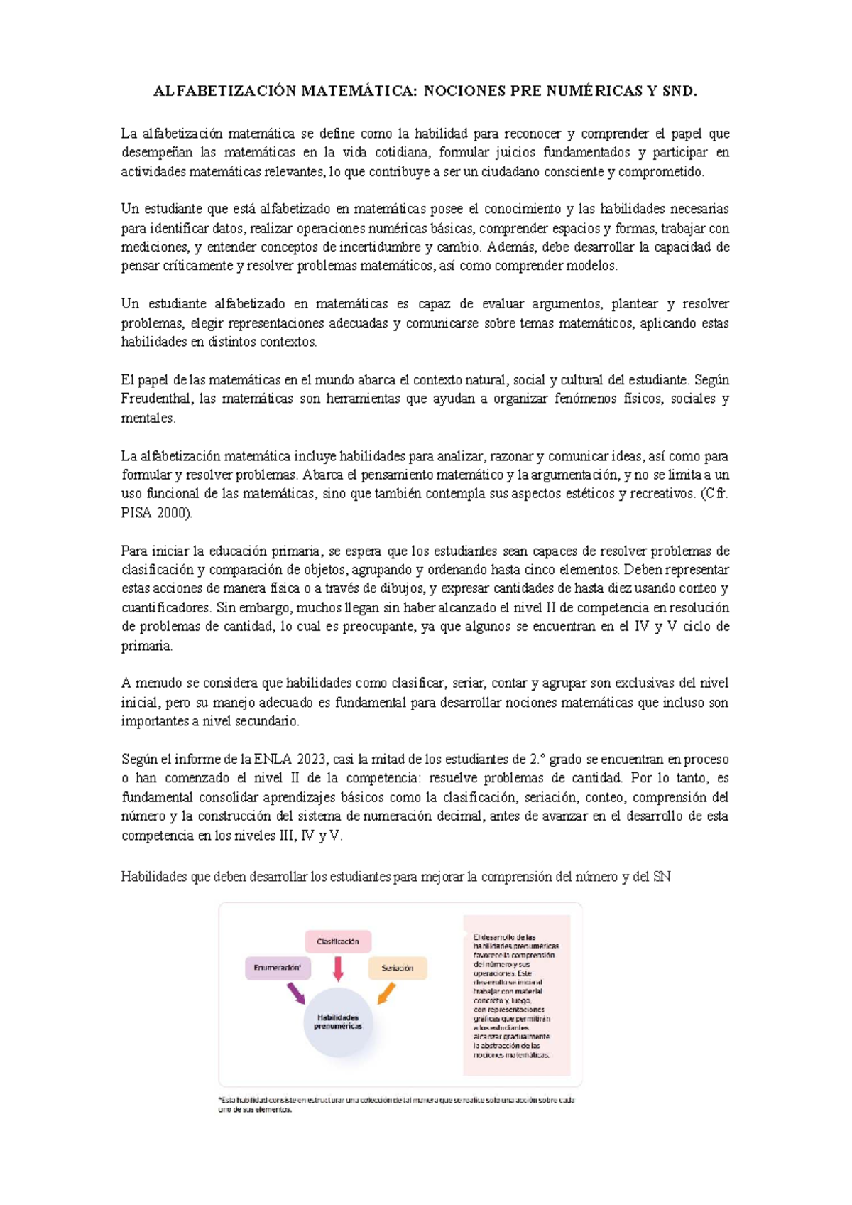 Etapas de la Comprensión Numérica en Matemáticas: Nociones Pre Numéricas - Document Preview