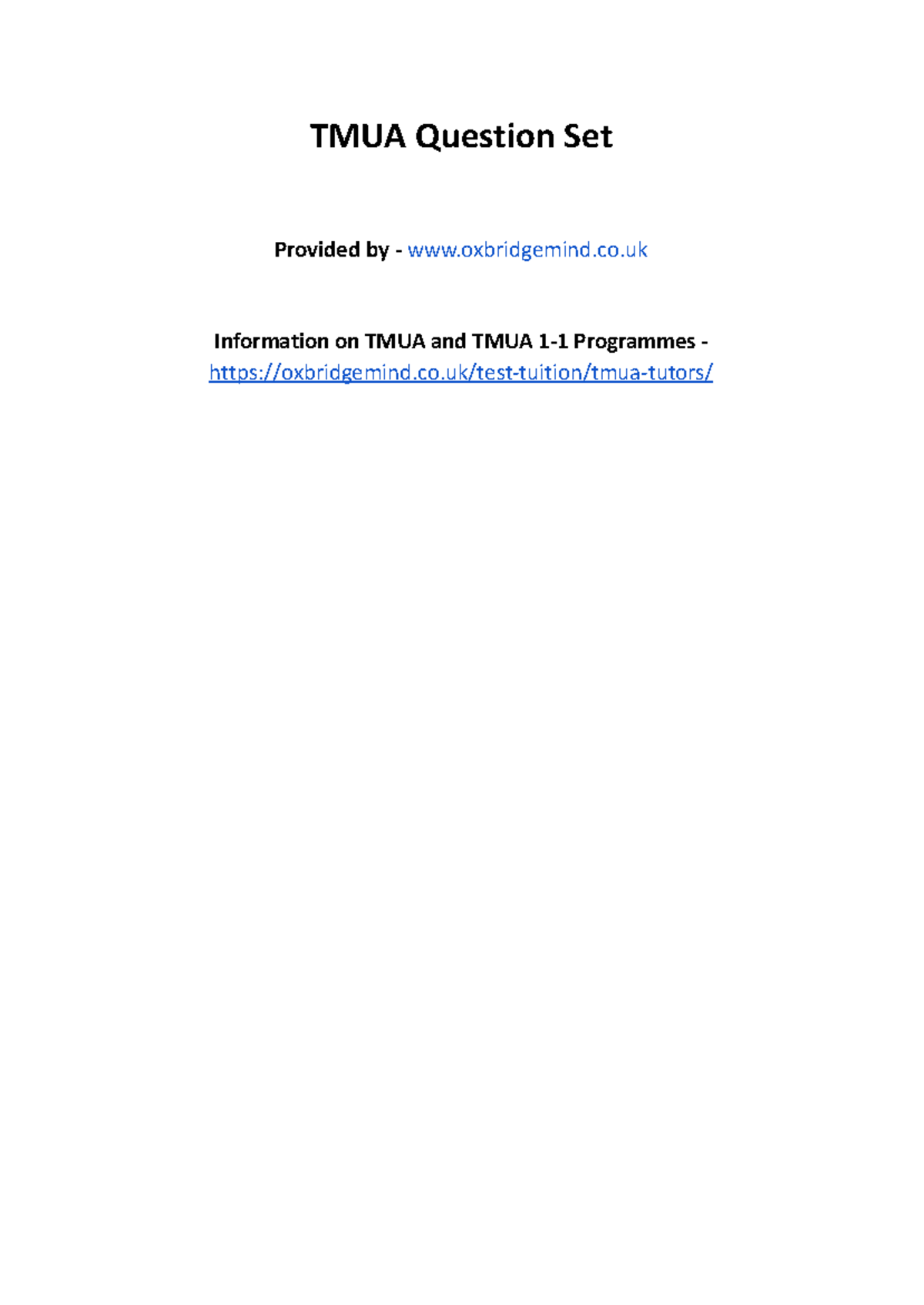 TMUA Practice Questions and Worked Solutions for Exams - Studocu